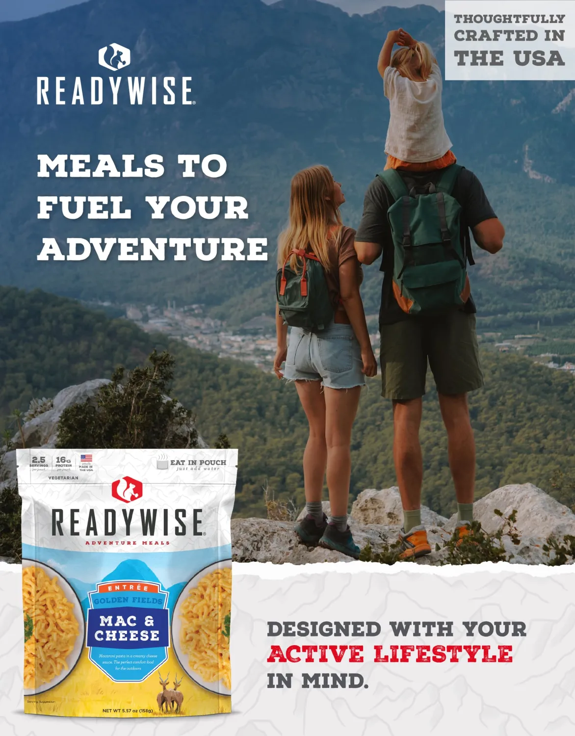 ReadyWise Adventure Meal Mac & Cheese, 2 Servings – Freeze-Dried MRE for Emergency Preparedness, Camping, Hiking, Backpacking, Survival Food, Long-Term Storage, and Disaster Readiness