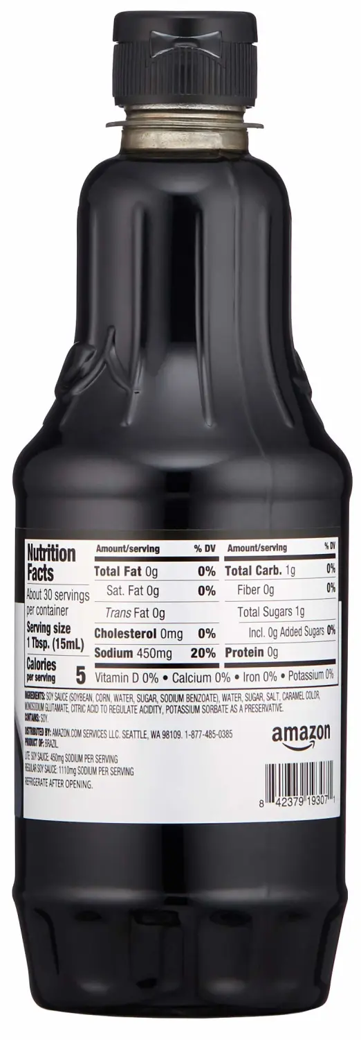 Amazon Brand - Happy Belly Low Sodium Soy Sauce, 15 fl oz (Pack of 2)