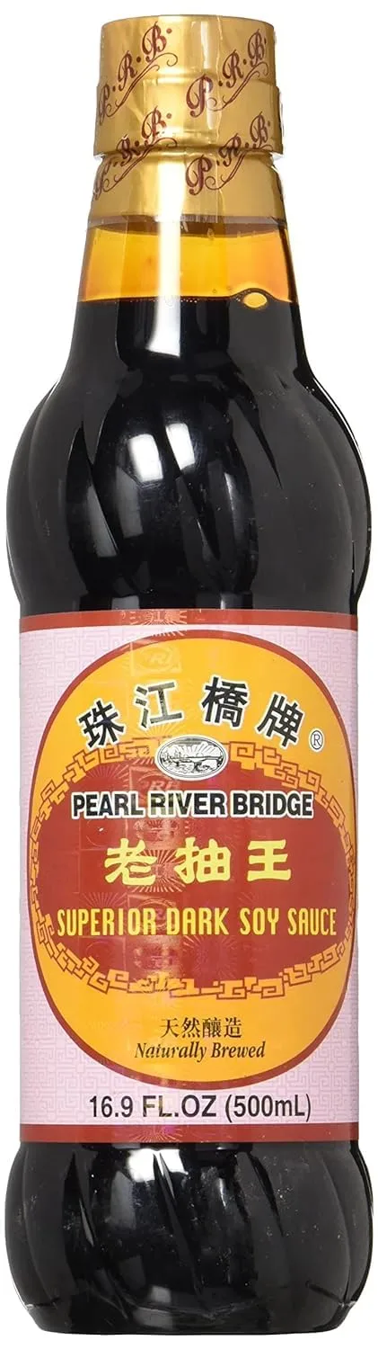 Pearl River Bridge Superior Dark Soy Sauce, 16.9 Fl Oz Premium Chinese Soy Sauce, Authentic Restaurants Choice Perfect Condiment for Chinese Cuisine, Korean Dish, Asian Stir Fry, Sushi, 1-Pack
