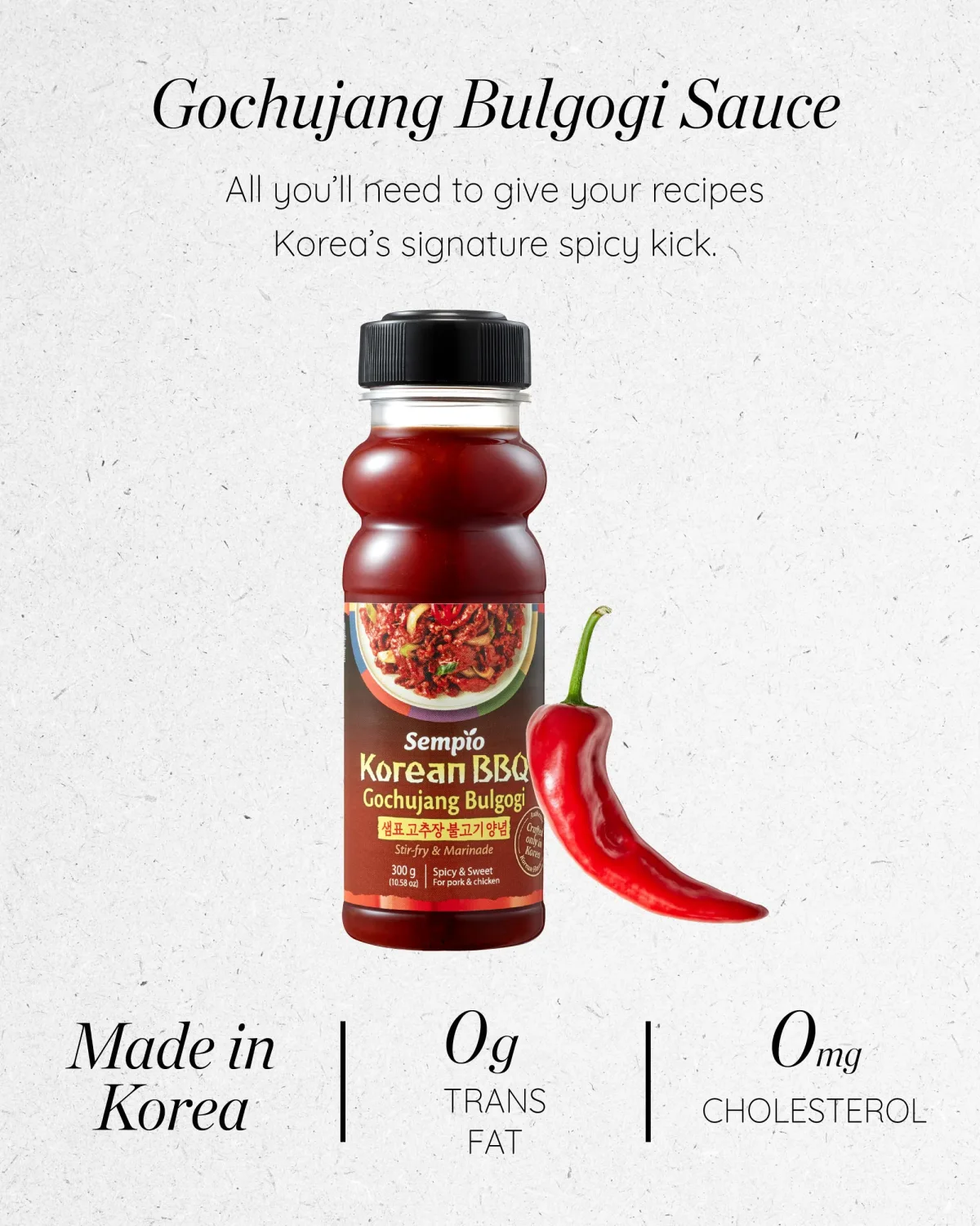 SEMPIO Korean Gochujang Bulgogi Marinade Sauce - Authentic Spicy & Sweet Flavor with Gochujang and Korean BBQ Sauce, Zero Trans Fat, Perfect for Meat and BBQ​ (17.63oz / 500g)
