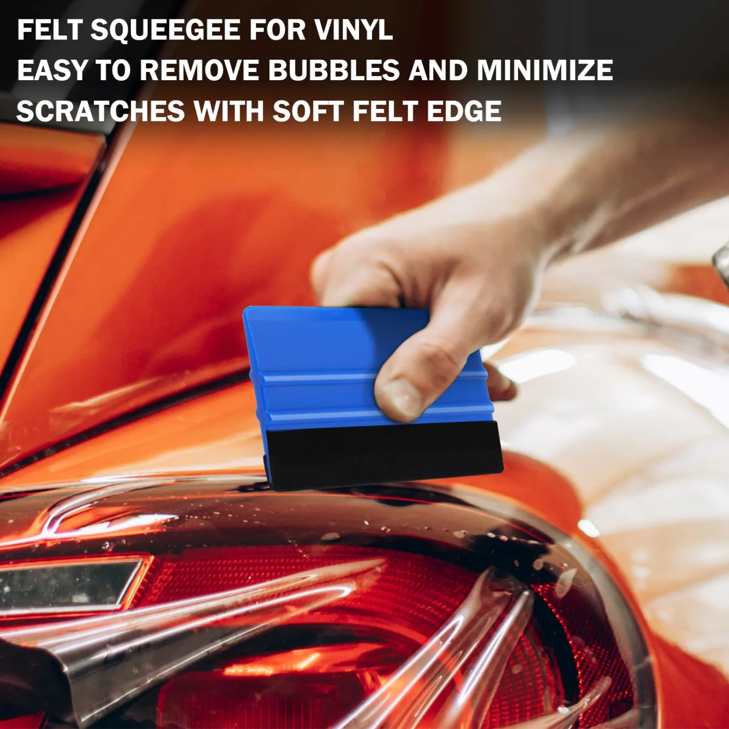 WRAPXPERT Blue Felt Squeegee,2 Pcs Squeegee for Vinyl,Medium Hardness Vinyl Squeegee Scraper Tool Kit for Crafts Car Wrap Window Tint Wallpaper Glass Film Application