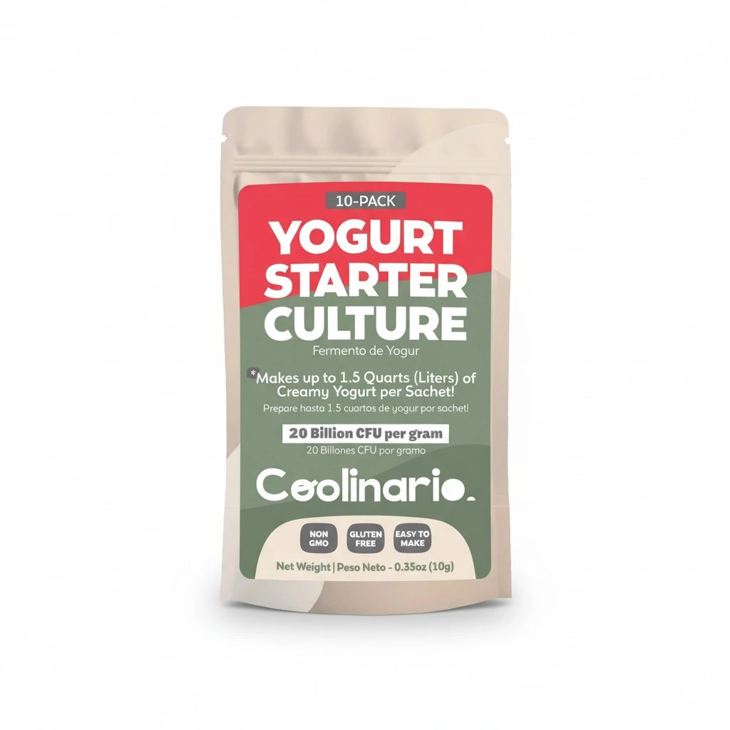 Coolinario Yogurt Starter Culture (10-Pack, 1g Sachets) Live Cultures for Homemade Yogurt | Creamy, Thick & Delicious | Regular or Greek Yogurt | Non-GMO, No Preservatives, Gluten Free, Halal & Kosher