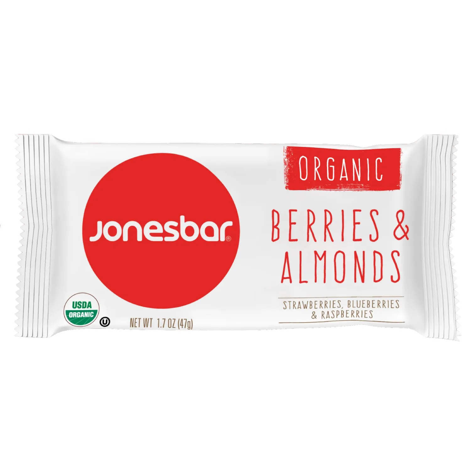 JONESBAR (Berries & Almond, 1 Bar (Pack of 1)) USDA Organic Fruit & Nut Bar, Non-GMO, Kosher, Vegan, Gluten Free, Simple Snack Bar