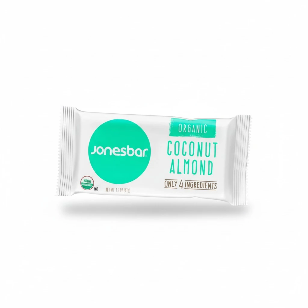 JONESBAR (Coconut Almond, 1 Bar (Pack of 1)) USDA Organic Fruit & Nut Bar, Non-GMO, Kosher, Vegan, Gluten Free, Simple Snack Bar