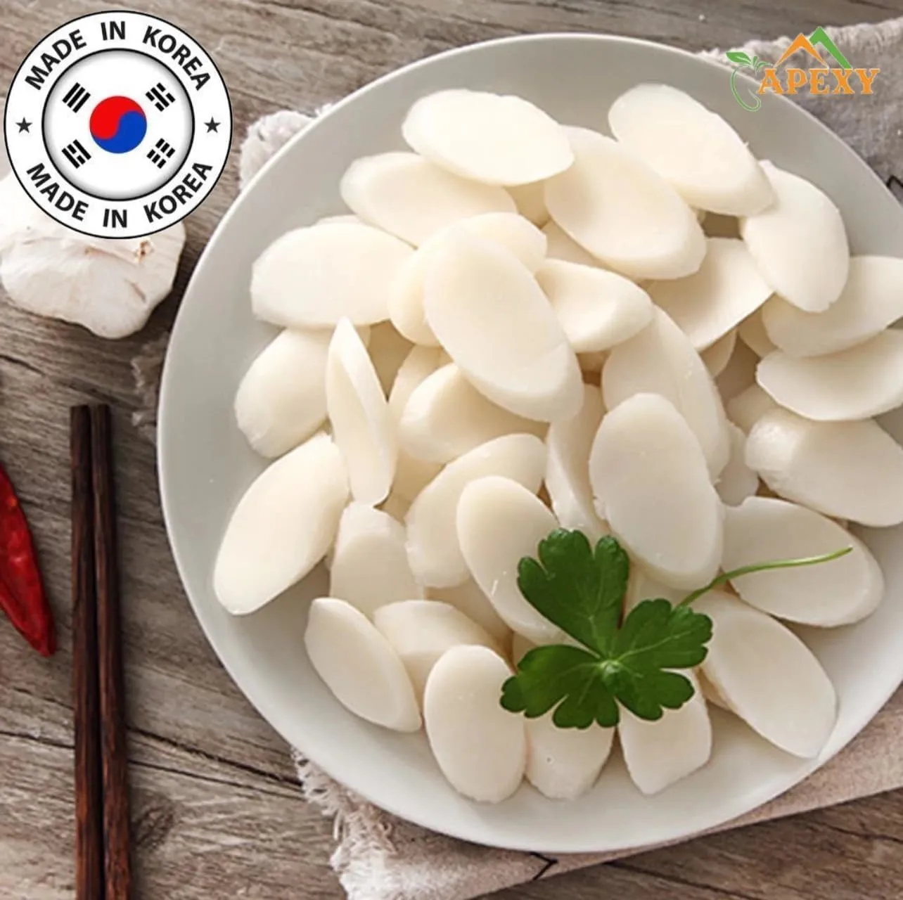 Apexy Korean Rice Cake Tteokbokkik Rice Cake, Chewy Tteok, Authentic Korean Street Food Snack, Perfect with Cheese and Ramen Noodles, No MSG, No Corn Syrup, Vegan and Gluten Free, Non-GMO 21.16 oz