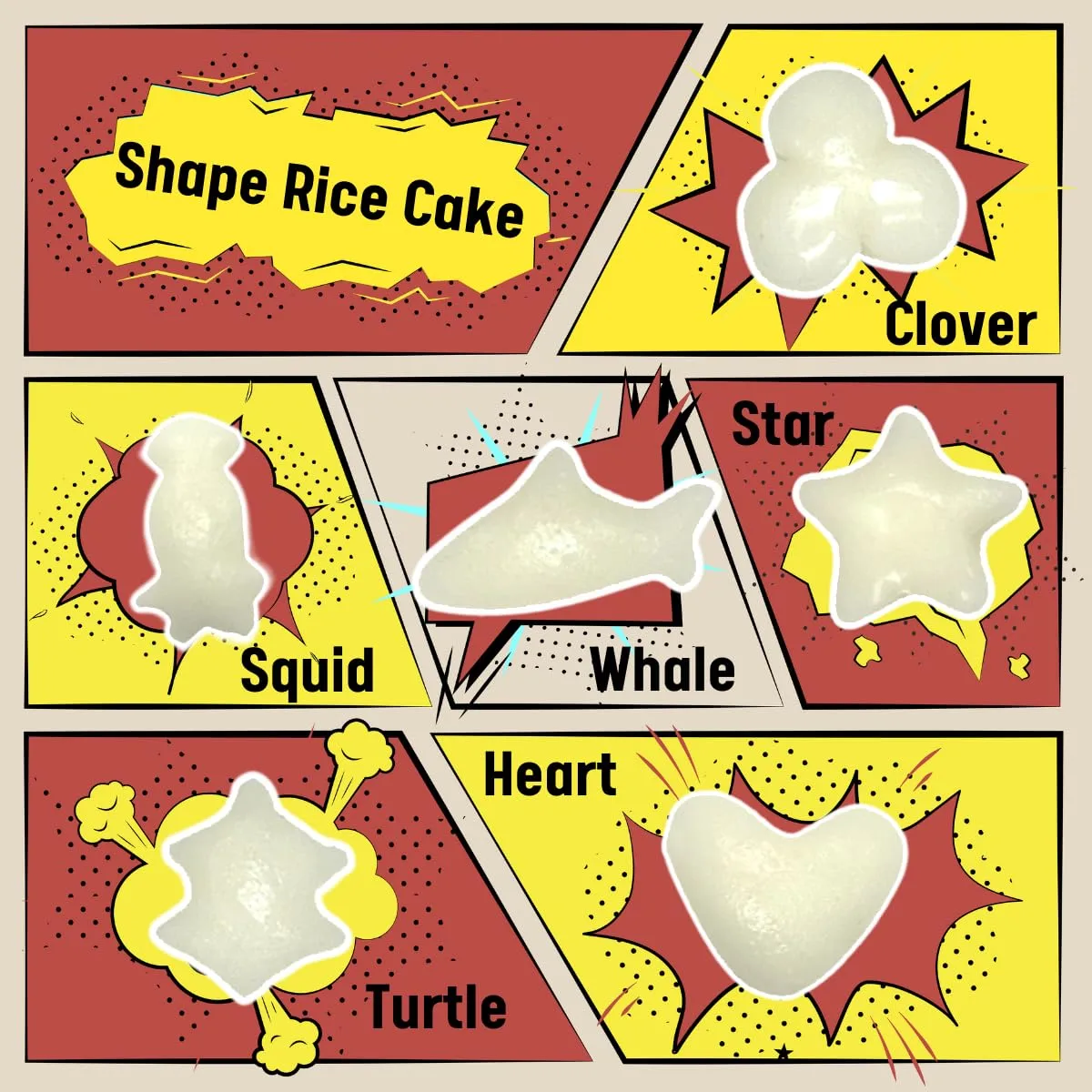 Korean Rice Cake Tteokbokki Tteok in Fun Shaped, Chewy, Sticky Rice Cakes – Vegan, NON-GMO, Gluten Free, K-food Staple, Convenient and Easy to Cooking -14.10 oz Pack (2 X 7.05oz)