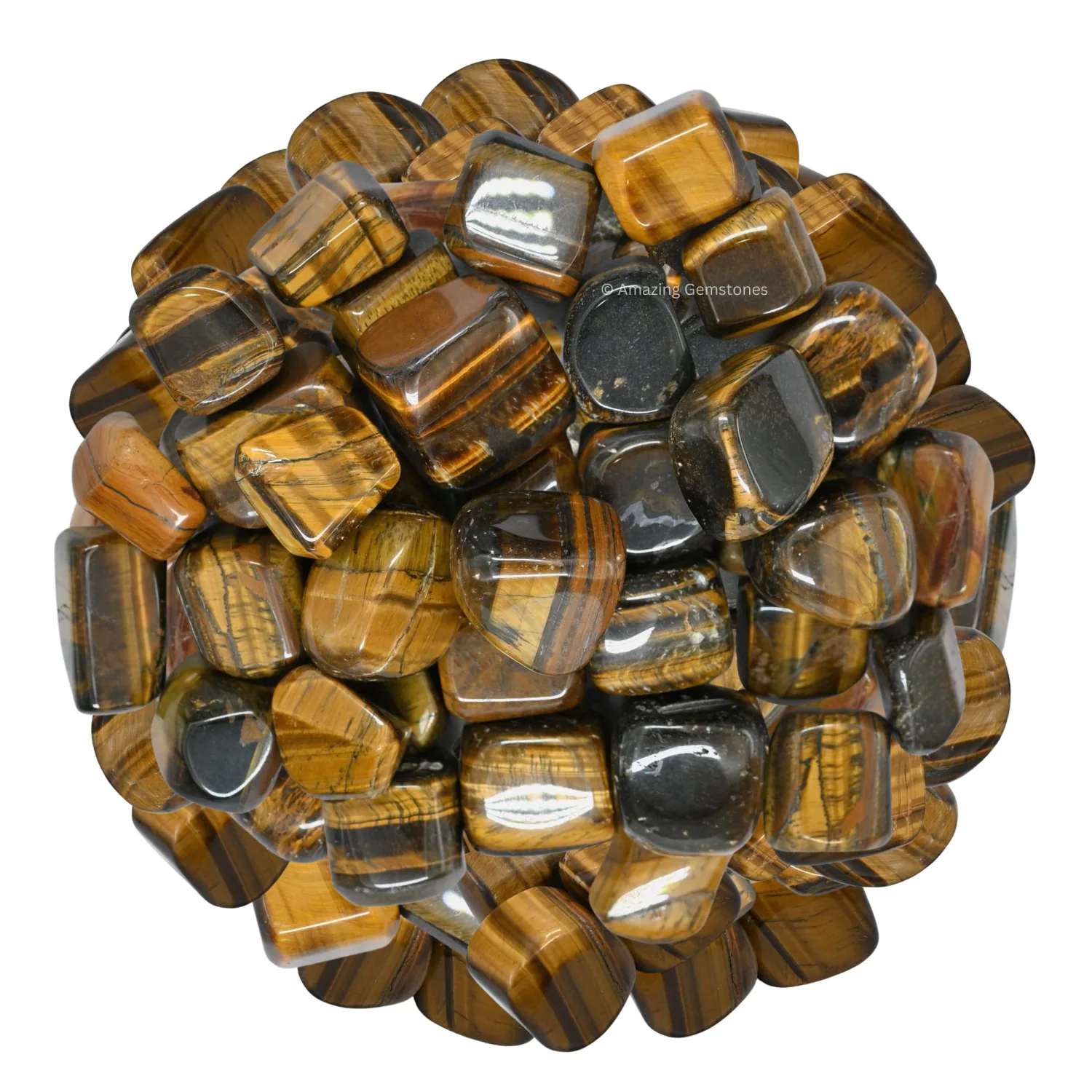 1000+ Carats Tiger Eye Crystal Tumbled Stones Polished Rocks - Natural Gem Stones for Healing - DIY Crystals for Protection