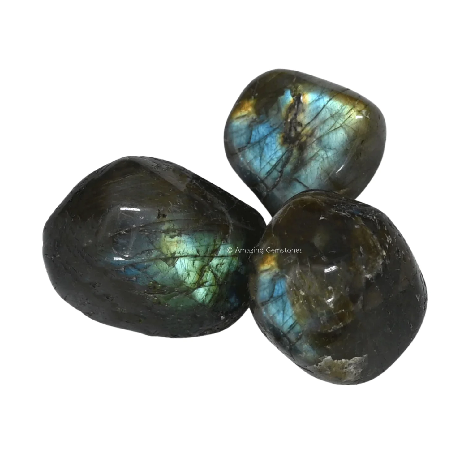 1 oz Labradorite Crystal Tumbled Stones Polished Rocks - Natural Gem Stones for Healing - DIY Crystals for Protection