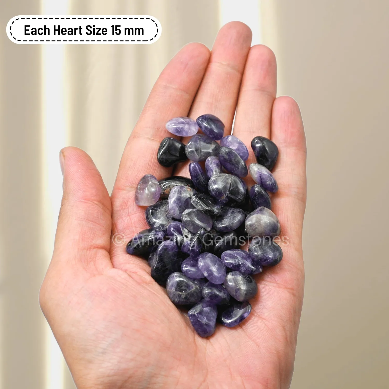 Amethyst Stone Heart - Pack of 10 Crystal Heart Stones Rocks - Corazones De Piedra Crystals and Healing Stones Heart Shaped Crystal - Stocking Stuffers Gifts
