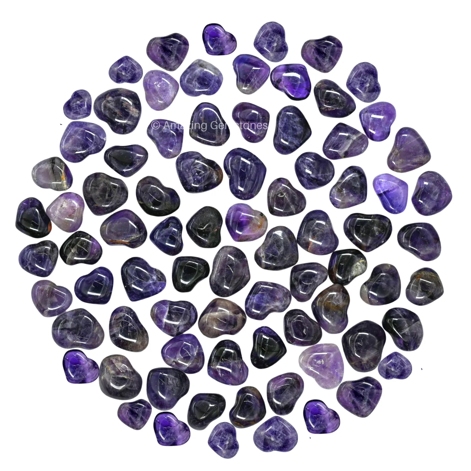 Amethyst Stone Heart - Pack of 10 Crystal Heart Stones Rocks - Corazones De Piedra Crystals and Healing Stones Heart Shaped Crystal - Stocking Stuffers Gifts