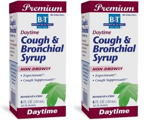 Nature's Way Boericke & Tafel Daytime Cough & Bronchial Syrup, Cough Suppressant†† & Expectorant††, Non-Drowsy, 4 Fl. Oz (Pack of 2)