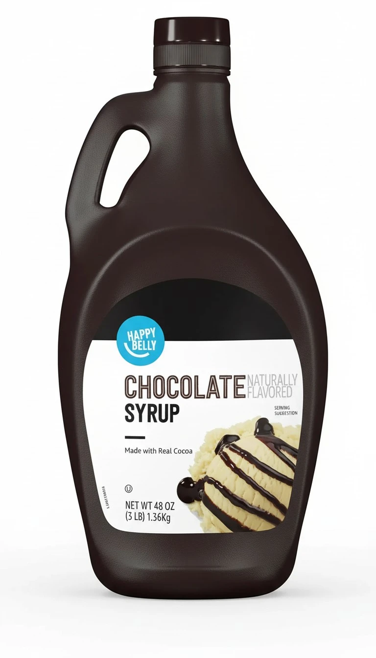 Amazon Brand - Happy Belly Chocolate Syrup, 48 oz, 3 Pound (Pack of 1)