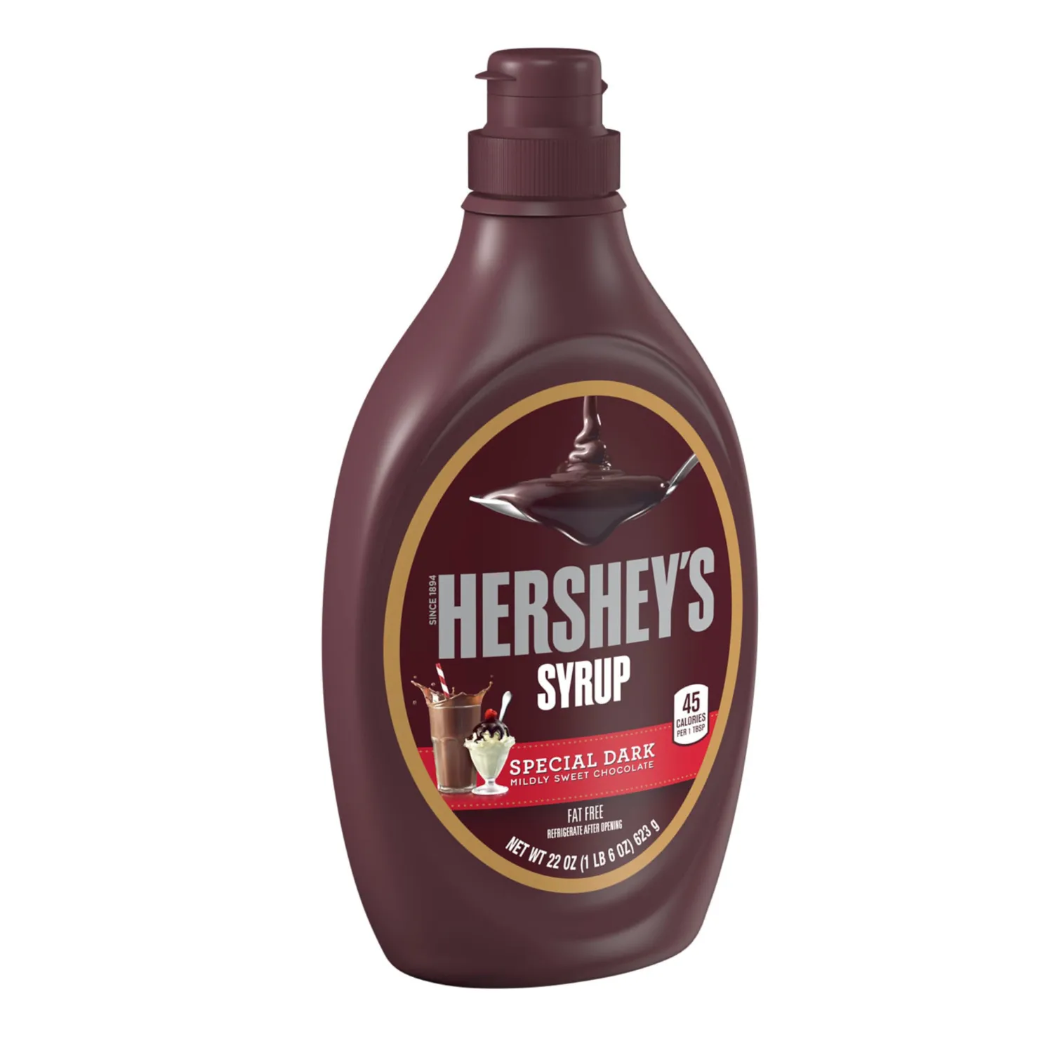 HERSHEY'S SPECIAL DARK Mildly Sweet Chocolate Syrup Bottle, 22 oz