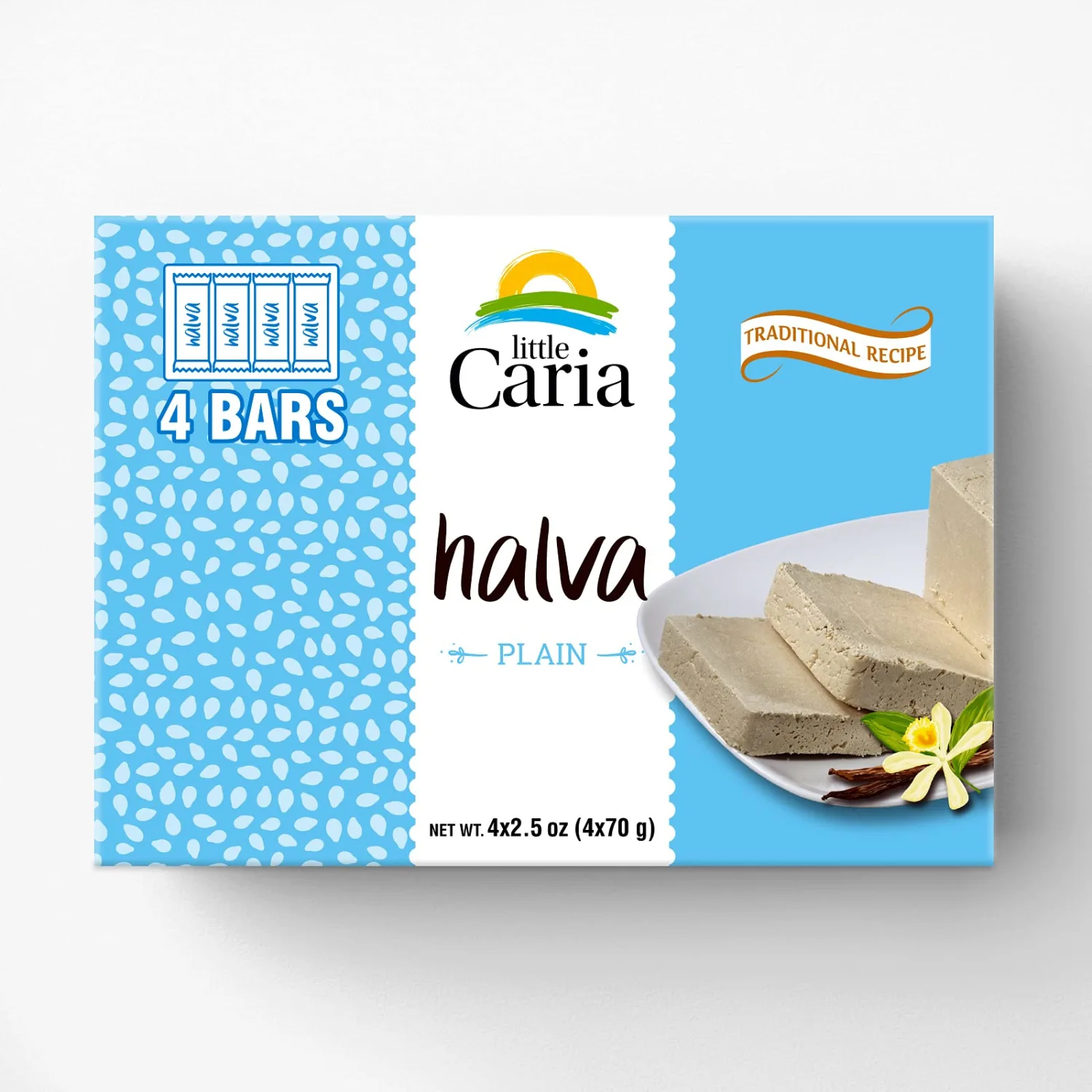 Halva Tahini Bars - Snack Bars | Plain | 2.5 oz bars | Pack of 4
