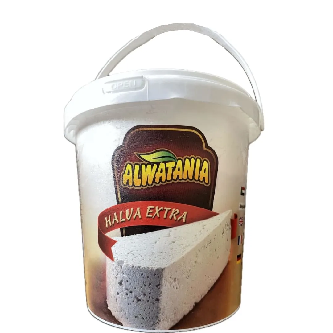 Alwatania Sweet Sesame Halva - 100% Pure & Traditional Sudanese Sesame Tahini Halva - Rich Flavor & Flaky Texture - Freshly Nutrition Packaged Halva Ideal for Snack, Dessert & Gifting - 1kg