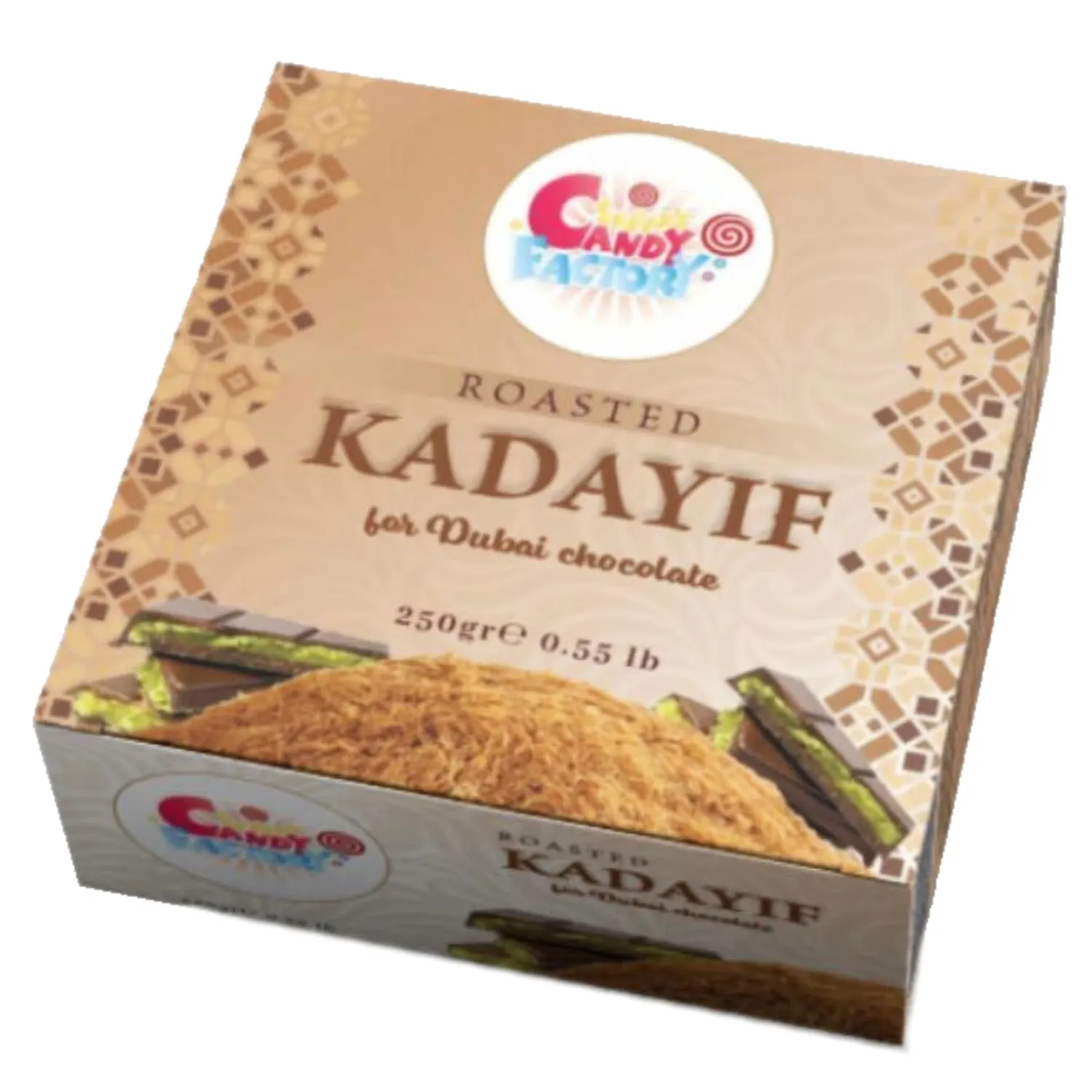 Sarah's Candy Factory Premium 250 gr Roasted & Shredded Kadayif (Kataifi) Fillo Dough, Crunchy Kadayif Pastry Dough, Baked Ready to Use for Dubai Chocolate, 8.8 Oz in a Box