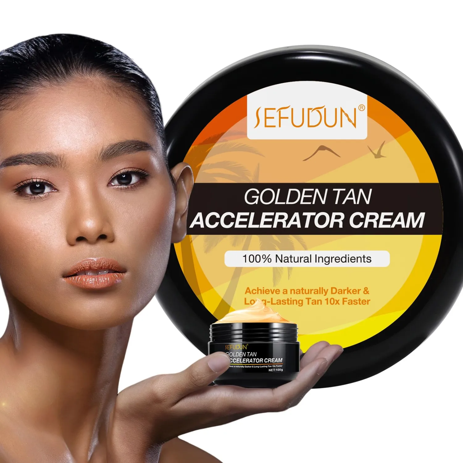 Tan Accelerator Cream 3.52 Fl Oz -Outdoor Sun or Indoor Tanning Oil or Tanning Bed Lotion, Best Tanning Lotion to Get Dark Fast, 100% Natural Tan accelerator for Deep, Long-Lasting Glow