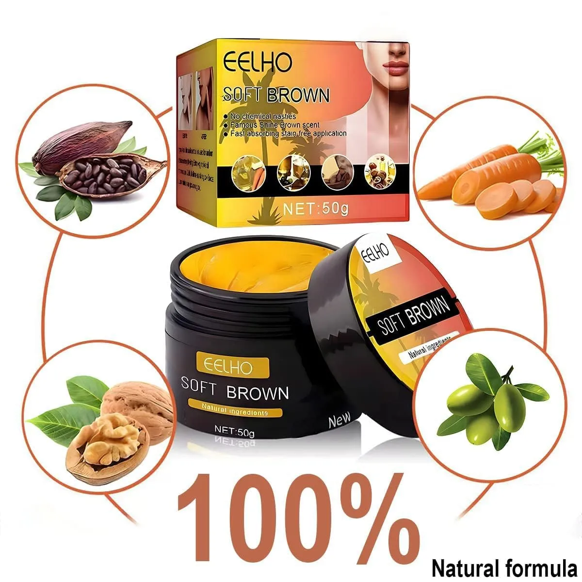 Lngredients:Carrot, Tanning Gel, Tanning Oil, Tanning Lotion, Tanning Bed Lotion, Indoor/Outdoor Tanning Lotion for Tattoo & Color Fade Protection - Anti-Orange【50g】