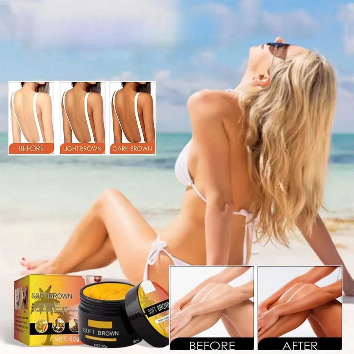 Tanning Gel, Tanning Lotion, Tanning Bed Lotion, Indoor/Outdoor Tanning Lotion for Tattoo & Color Fade Protection - Anti-Orange, Anti-Aging & Anti-Wrinkle Natural. (pattern)
