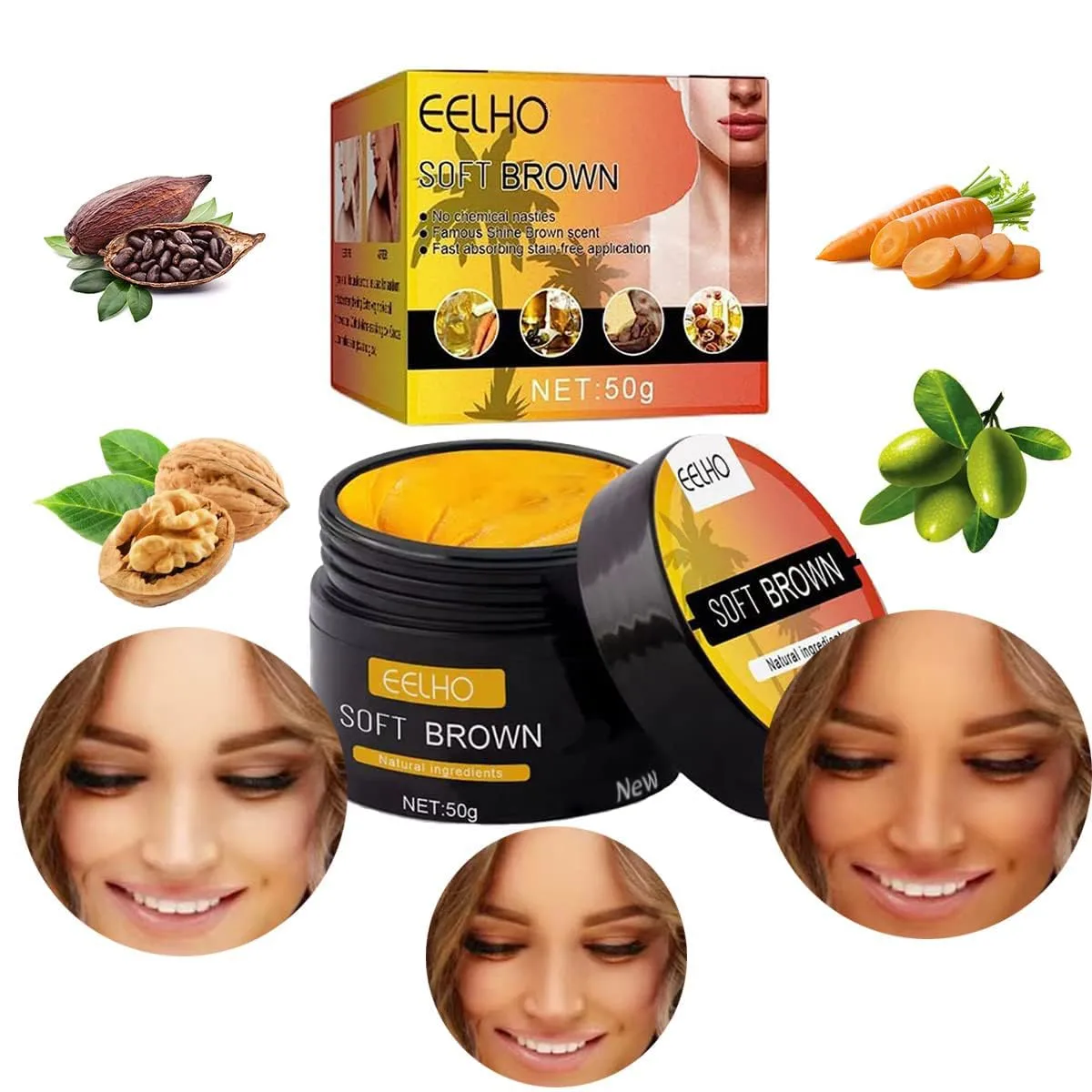 Natural Tanning Gel | Tanning Lotion | Tanning Gel, Lngredients:Carrot, Indoor/Outdoor Tanning Lotion for Tattoo & Color Fade Protection, Anti-Orange, Anti-Aging & Anti-Wrinkle Natural