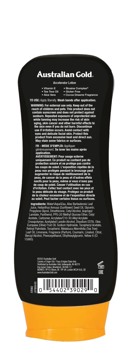 Australian Gold Dark Tanning Accelerator Lotion, 2020 Formula, 8 Fluid Ounce, Classic Cocoa Dreams