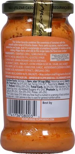 Filippo Berio Pesto, Tomato & Ricotta, 6.7 Ounce Glass Jar