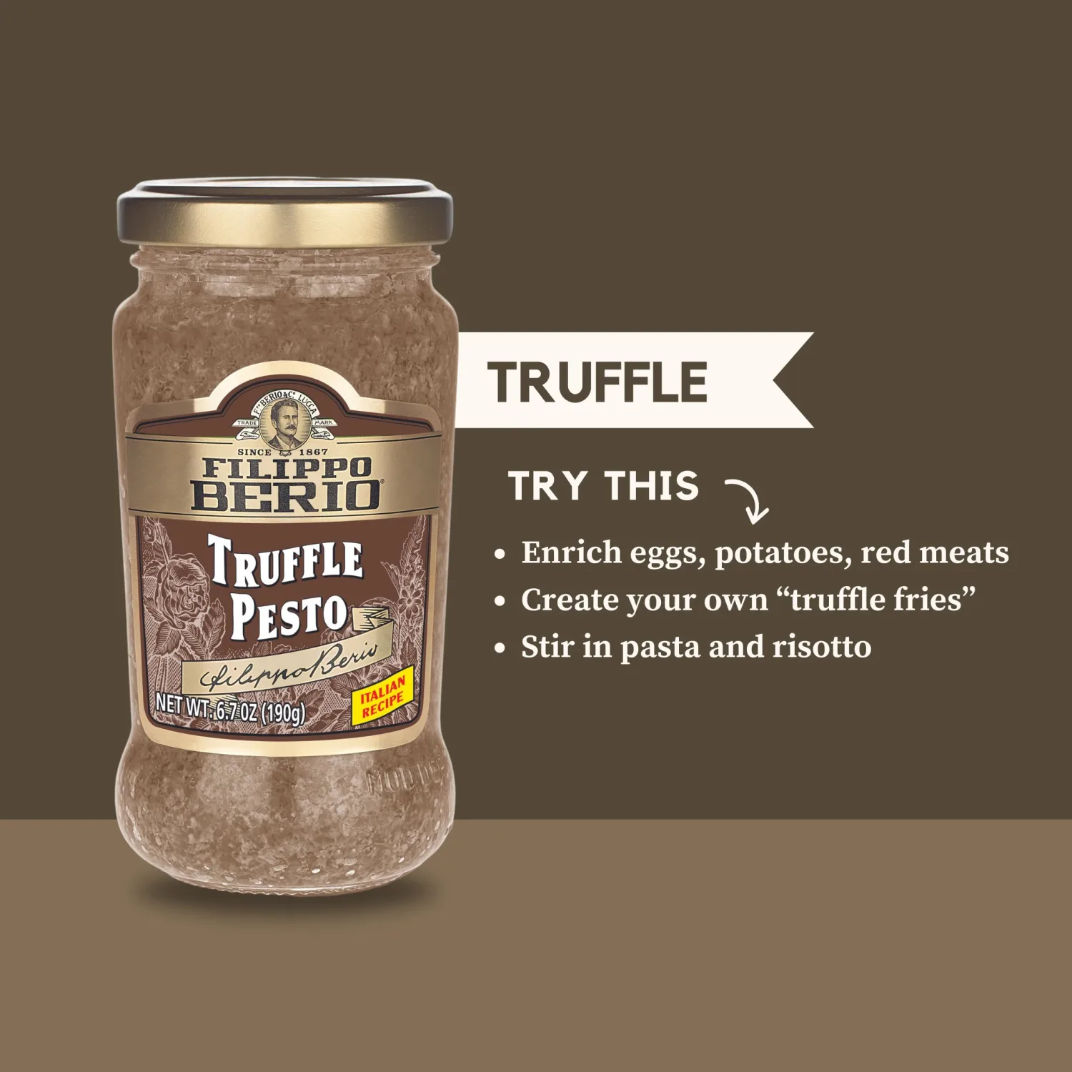 Filippo Berio Pesto, Truffle, 6.7 Ounce Glass Jar