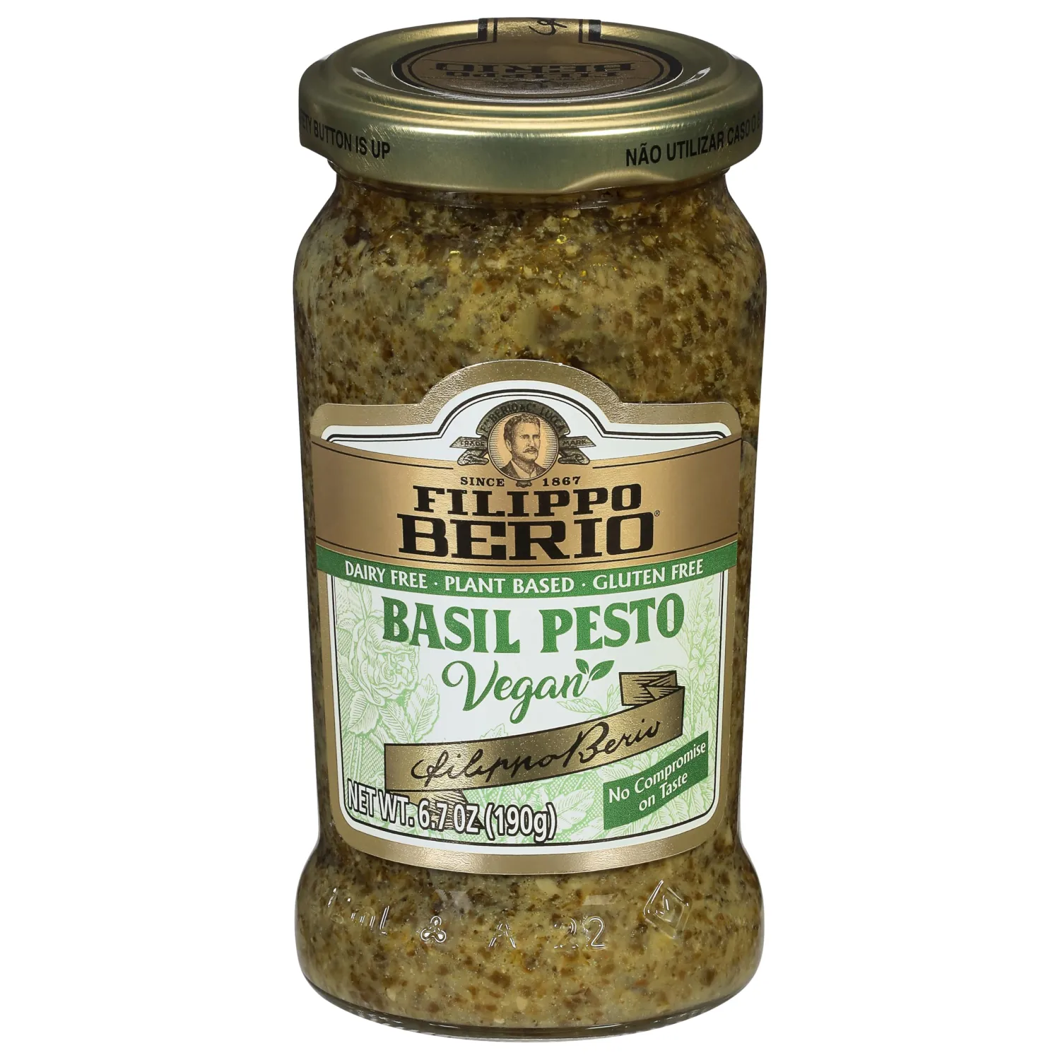 Filippo Berio Pesto, Vegan Basil, 6.7 Ounce Glass Jar