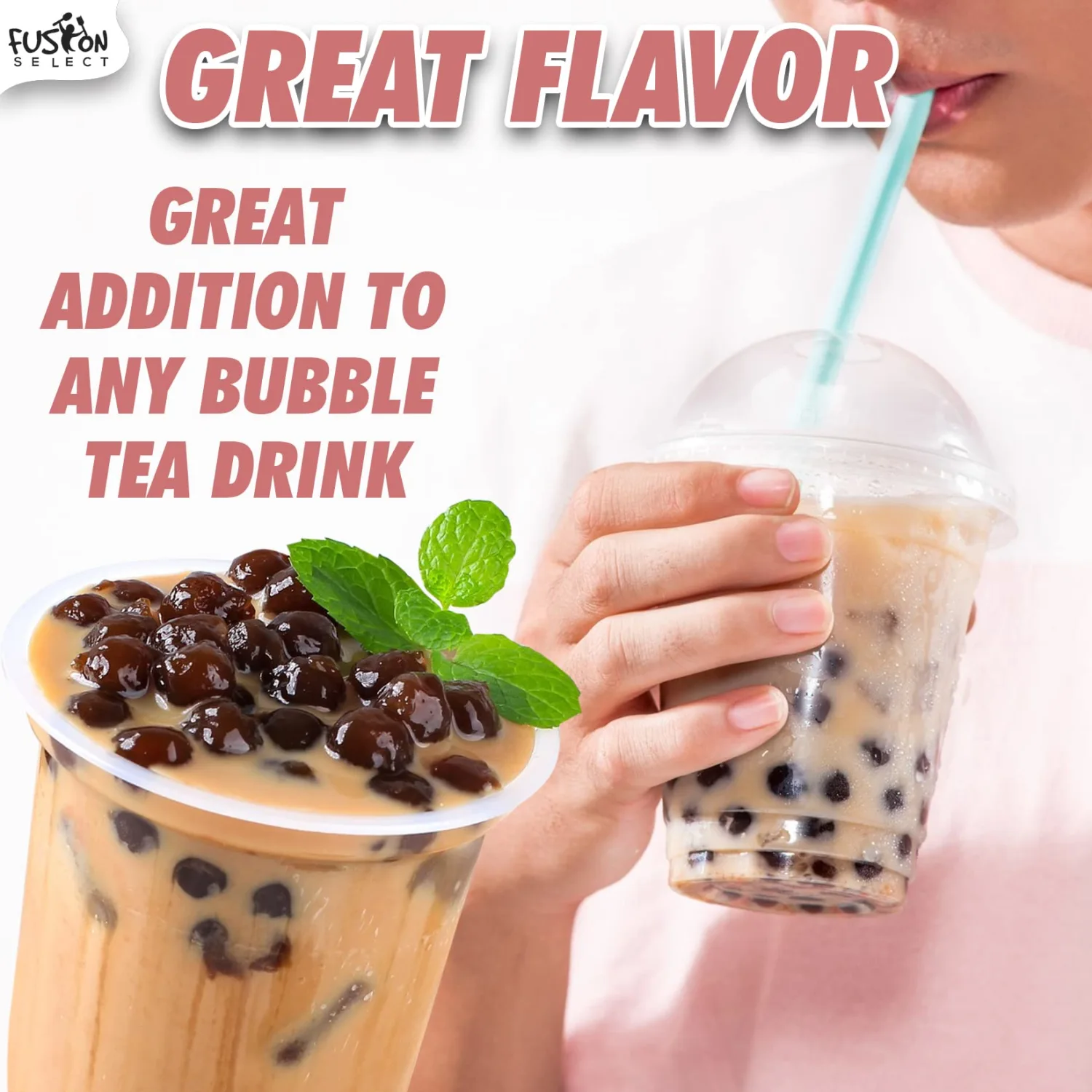 Fusion Select Tapioca Pearl - Brown Sugar Flavor Quick Cook Tapioca, DIY Boba for Boba Tea Ready in 5 Minutes, Boba pearls, Bubble Tea Pearl s, Milk Tea Toppings (2 Packs)