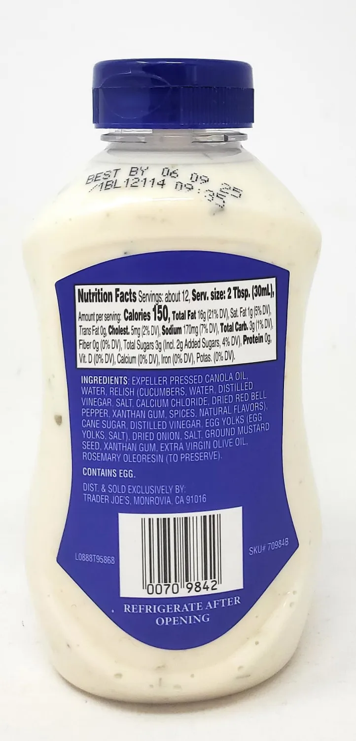 Trader Joe's Tartar Sauce 12 fl oz/355 (Pack of 1)