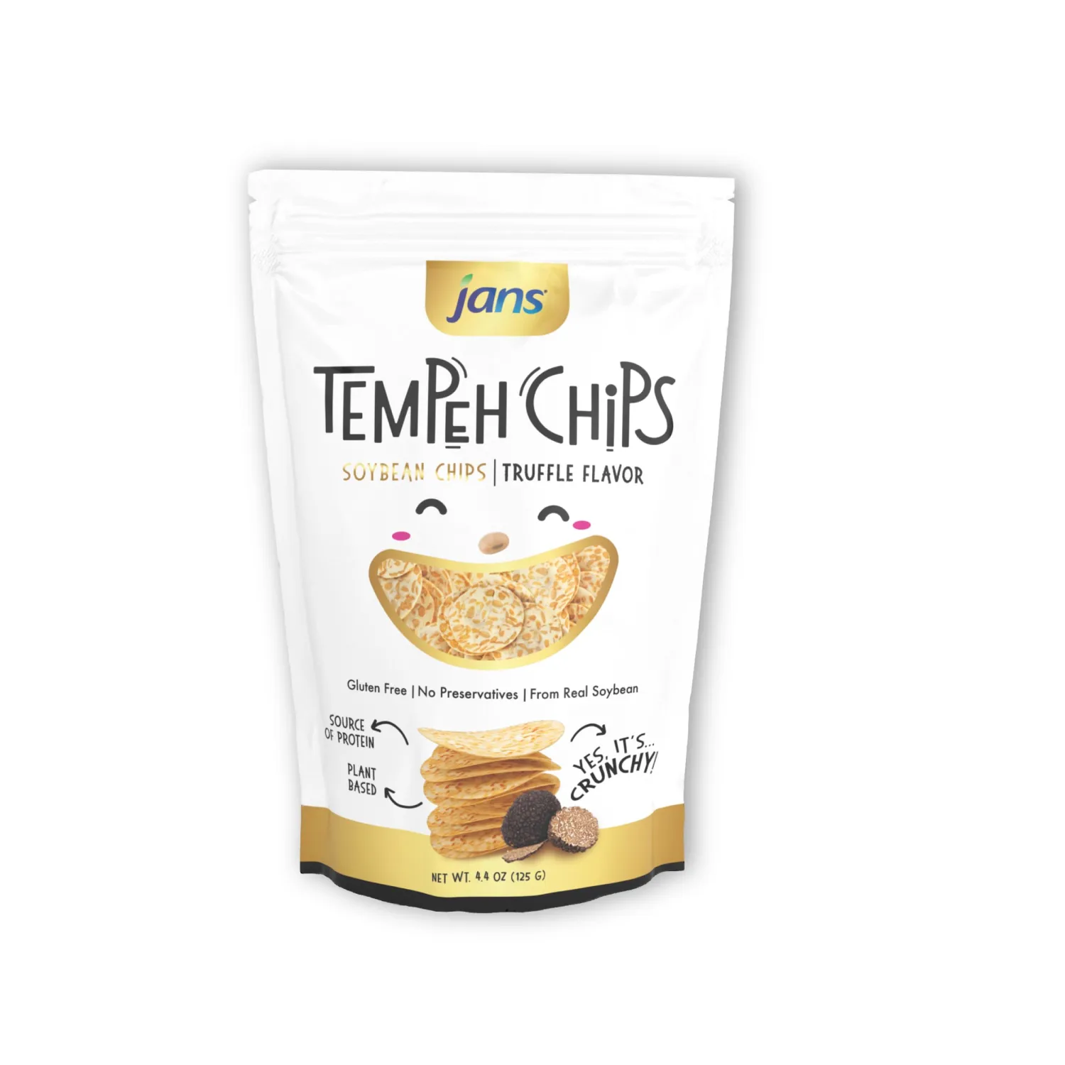 Jans Tempeh Chips | Fermented Soy Bean with Black Truffle | A Traditional Indonesian Snack, Exotic Fusion, Taste the Authenticity | 4.4 OZ (Pack of 1)