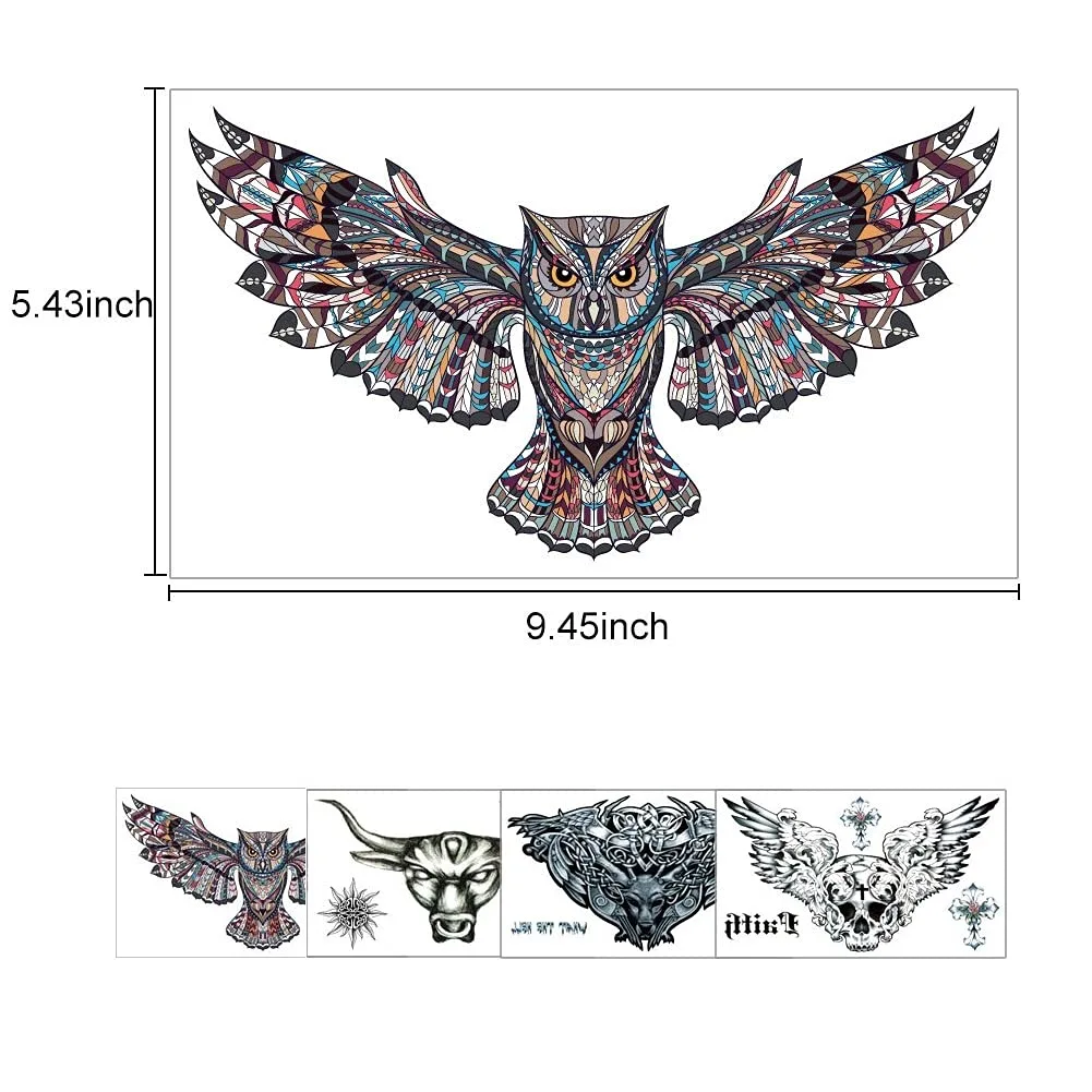 Large Tattoos Fake Temporary Body Art Stickers for Men Women Teens, VIWIEU 3D Realistic Girls Chest Temporary Tattoos, 5 Sheets, Water Transfer Body Tattoos