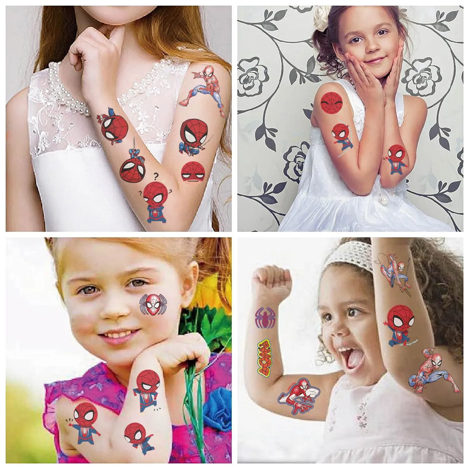 10 Sheets Spiderman Temporary Tattoos for Kids, Birthday Party Favors, Cartoon Decoration Sticker Gifts for Girl Boys Home Activity Class Prizes Carnival Christmas Rewards