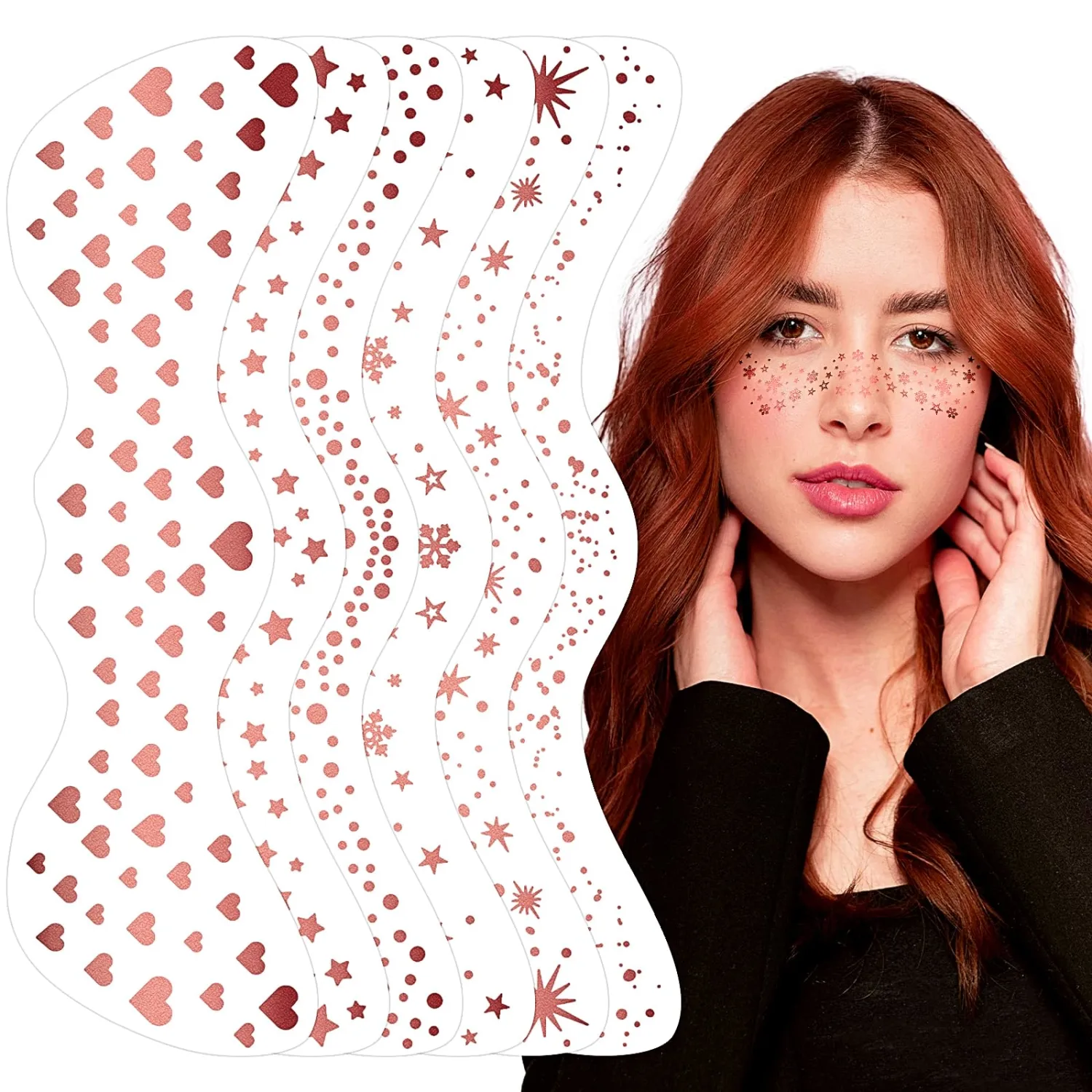 Glitter Freckles Face Tattoo, Glitter Freckles, Sparkle Freckles Temporary Tattoo, Brown Face Speckles Patches, Cute Glitter Makeup Accessories for Women Girls 6 Sheets