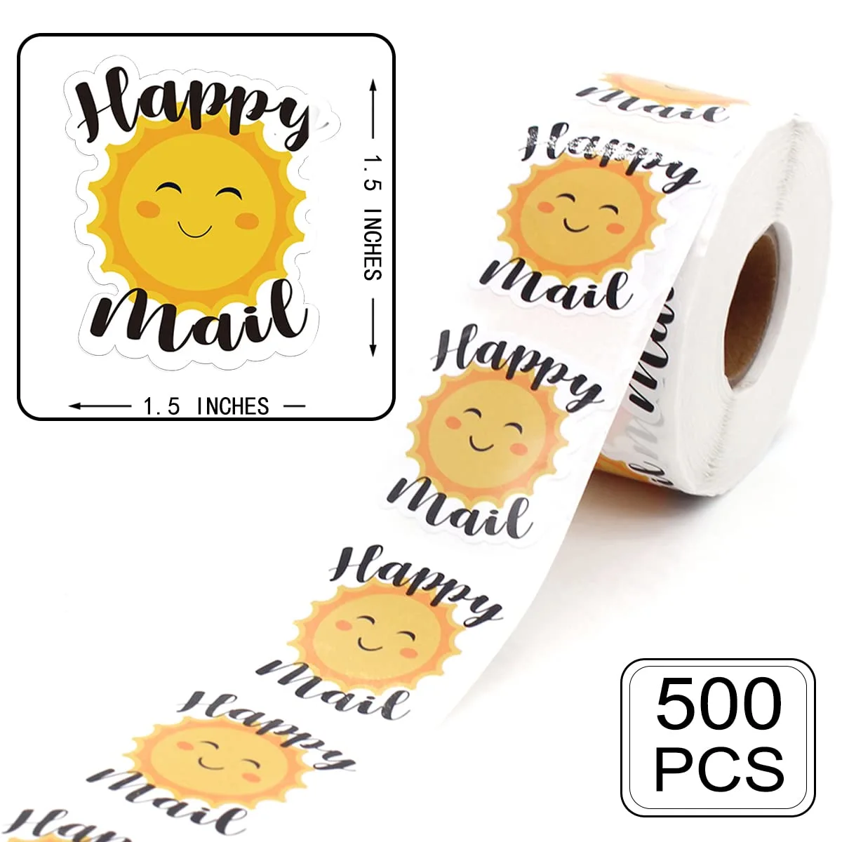 Happy Mail Stickers,Sun Happy Mail Stickers,Sun Small Business Sticker,Happy Mail Stickers for Envelopes,Business Order Stickers,Happy Mail Stickers for Business Packages 500 PCS