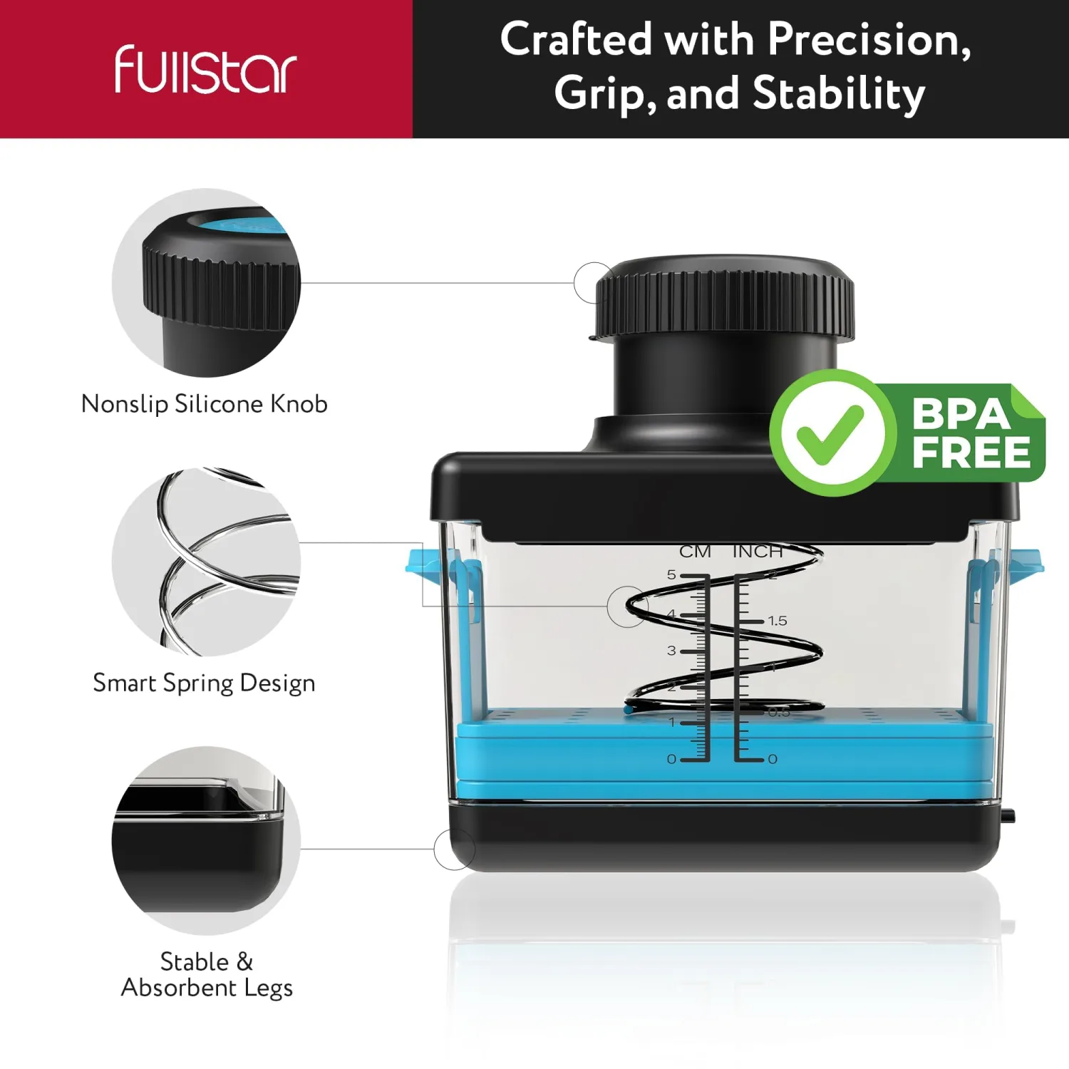 Fullstar 2-in-1 Tofu Press & Cutter, Dishwasher Safe, BPA-Free, Press Box for Extra Firm & Silken Tofu (Blue)