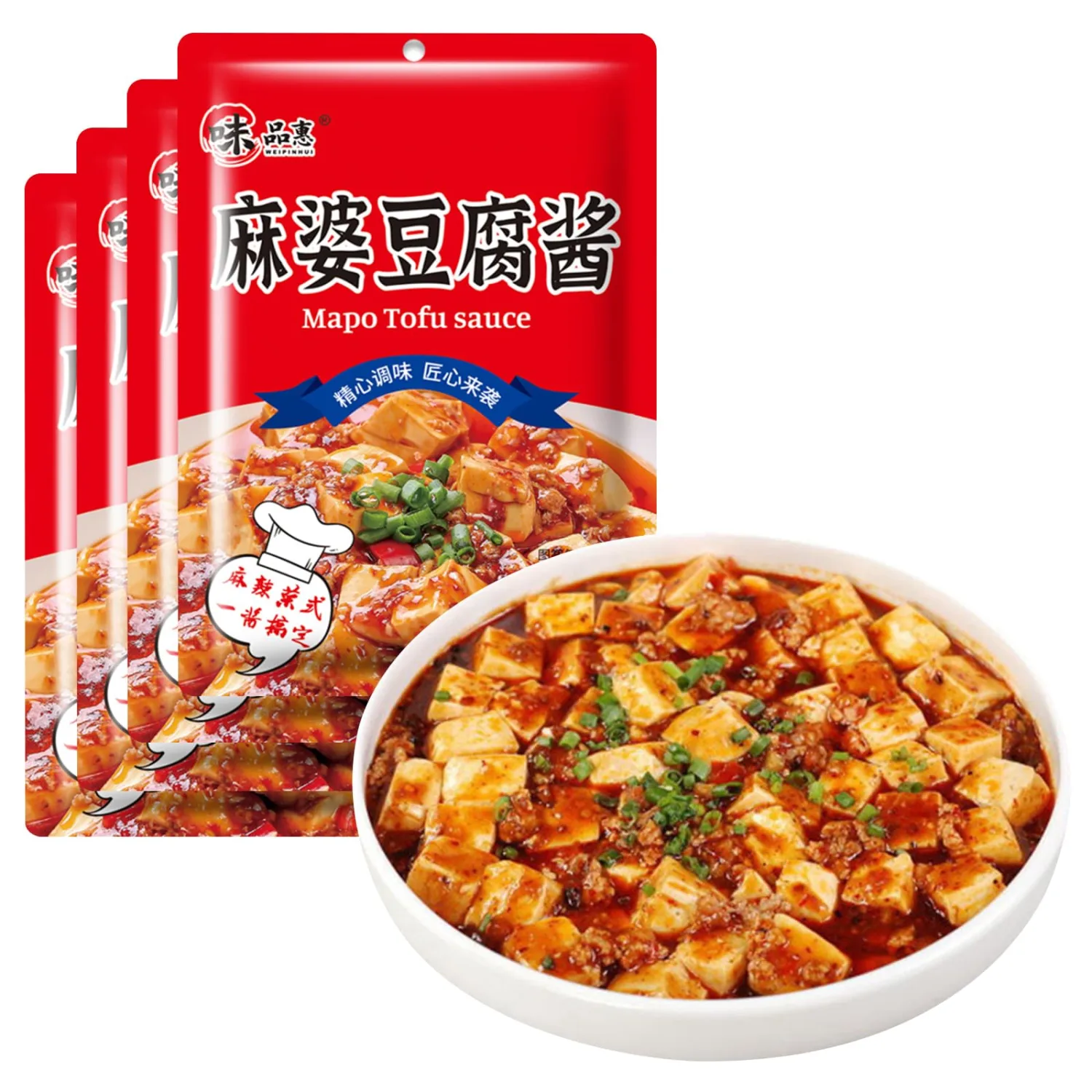SXET Chinese Mapo Tofu Sauce, 4 Packs Sichuan Sauce, Spicy Tofu Seasoning, 60g/2.11oz per Pack (4)