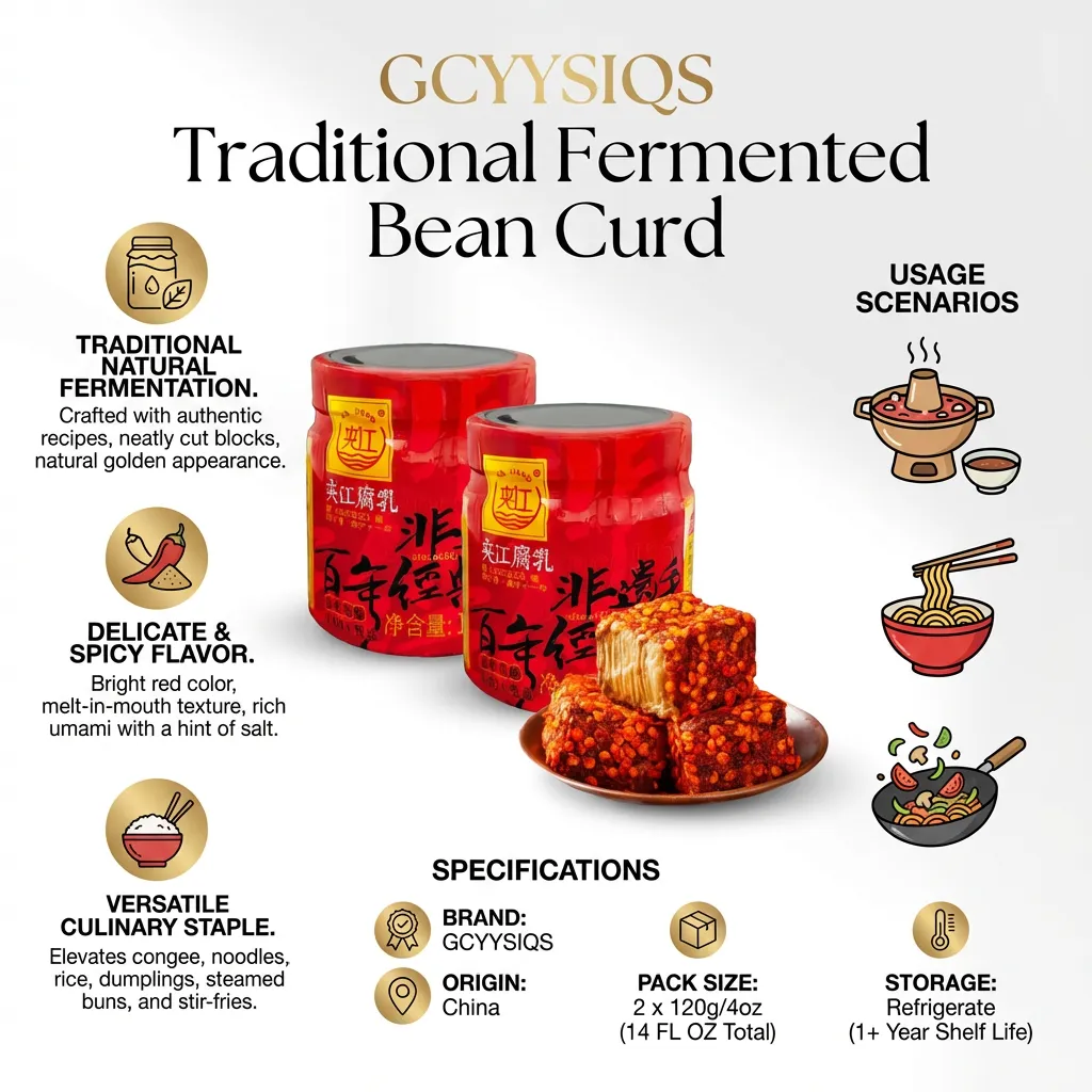GCYYSIQS 2 Packs Traditional Fermented Bean Curd,(120g/4oz)/pack,Chinese Spicy Red Tofu Curd for Hot Pot,Stir-fry,Noodles腐乳