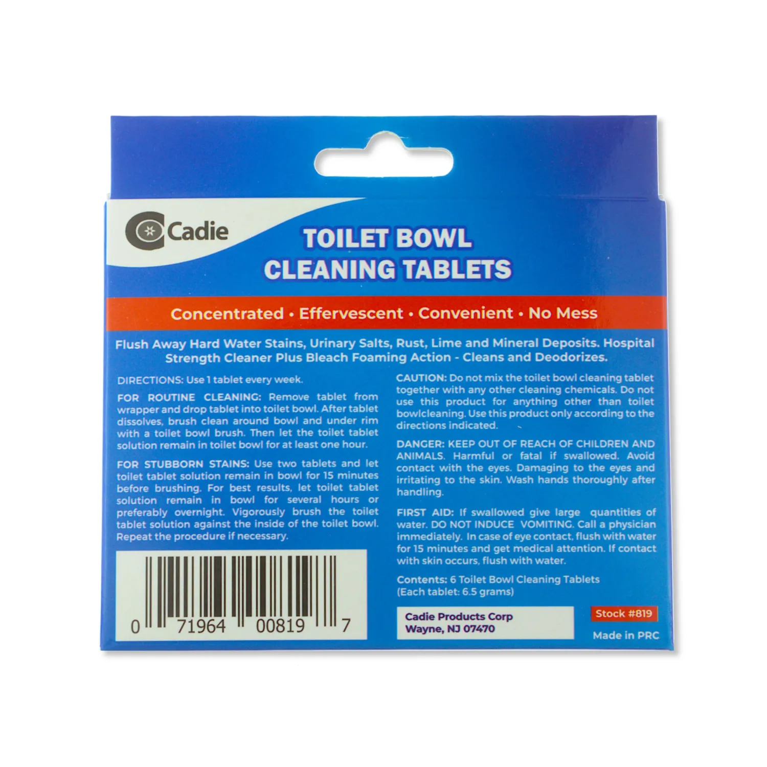 Toilet Bowl Cleaning Tablets - Automatic Drop-in Bleach 6 Blocks that Cleanse Bathroom at Home & Commercial | Removes Stubborn Stains, Rust, Lime, Mineral Deposits - 1 Pack