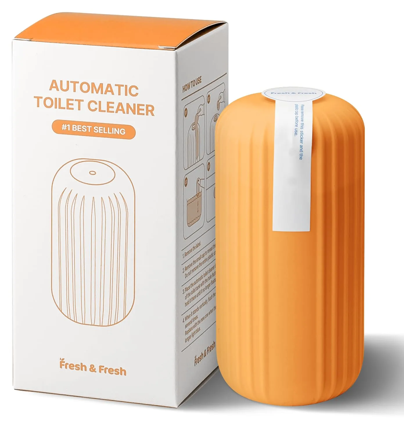 Fresh & Fresh Automatic Toilet Bowl Cleaners (Orange) - 1 Bottle(UPTO 2500 FLUSHES/Bottle), Commercial and Residential Toilet Cleaner 3-4 MONTH Lasting Toilet Bowl Cleaner Bottle