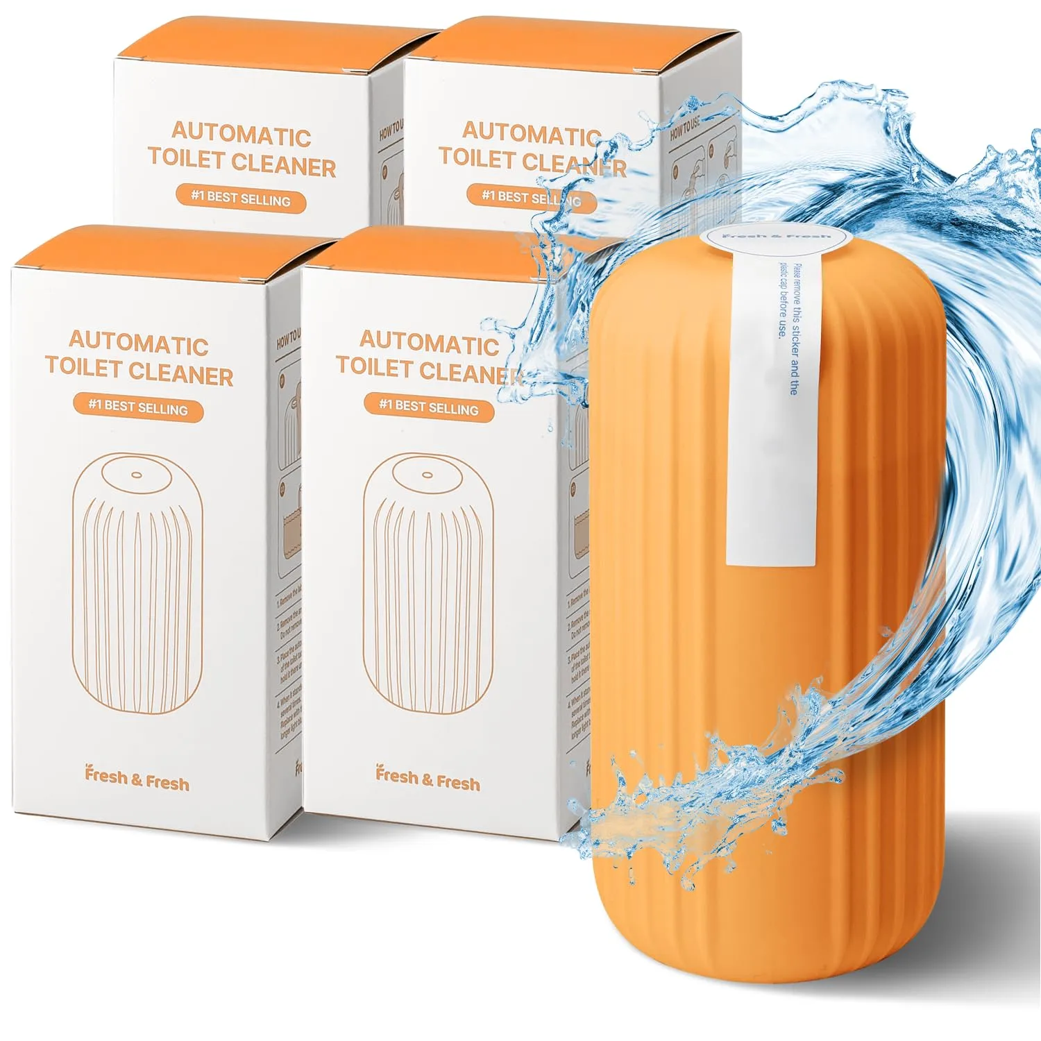 Fresh & Fresh Automatic Toilet Bowl Cleaners (Sunset Orange) - 4 Bottles(UPTO 2500 FLUSHES/Bottle), Commercial and Residential Toilet Cleaner 3-4 MONTH Lasting Toilet Bowl Cleaner Bottle