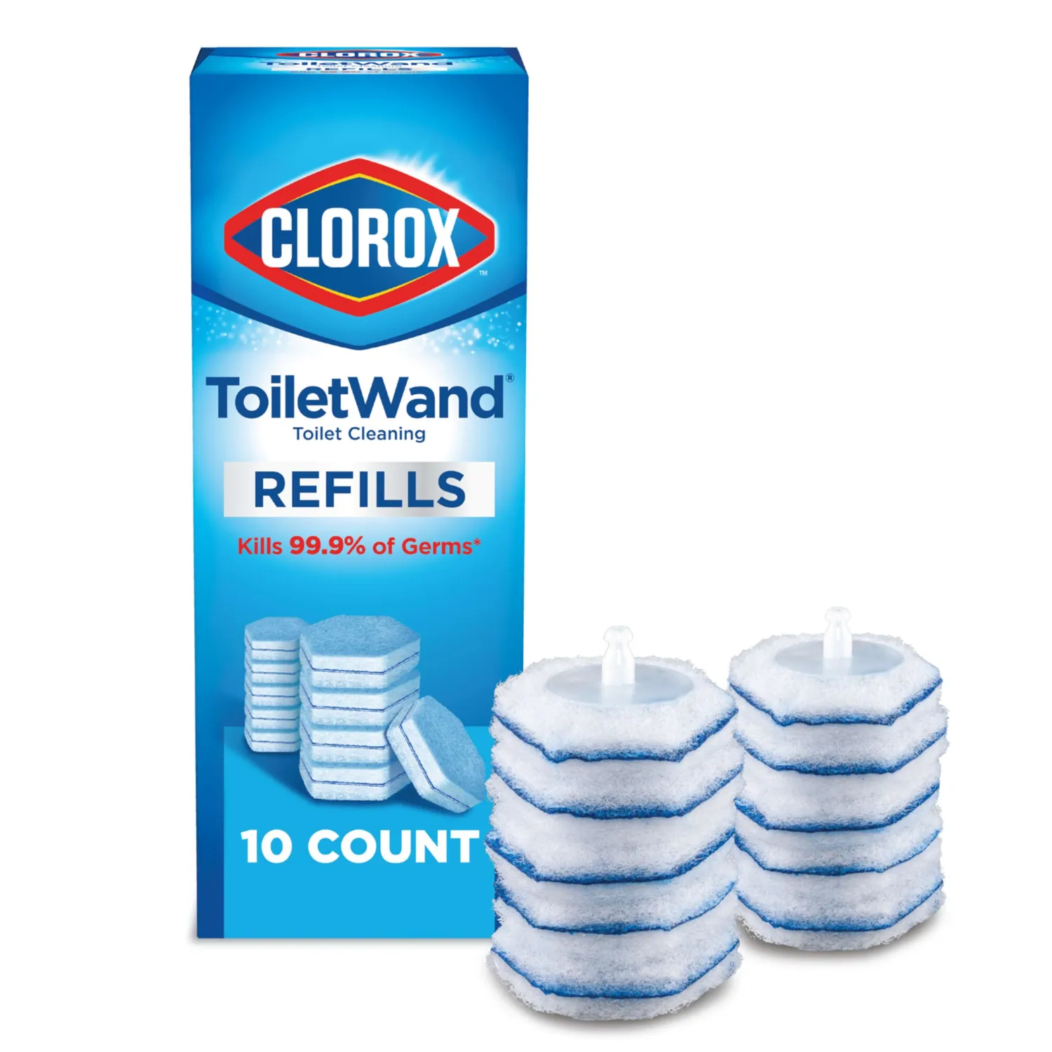 CLOROX ToiletWand Toilet Cleaning Refills, Disinfecting Scrubbing Pads, 10 Count (Pack May Vary)