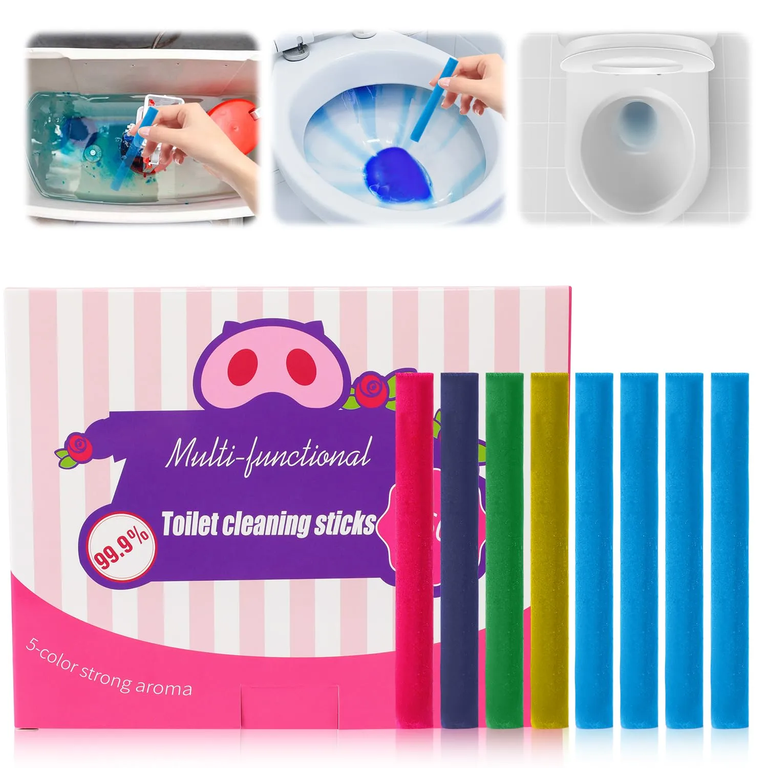 Multi-Functional Deodorizing Toilet Cleaning Sticks,Toilet Bowl Freshener,Toilet Bowl Cleaner Sticks,Toilet Bowl Cleaners Drop in Tank(1Set)