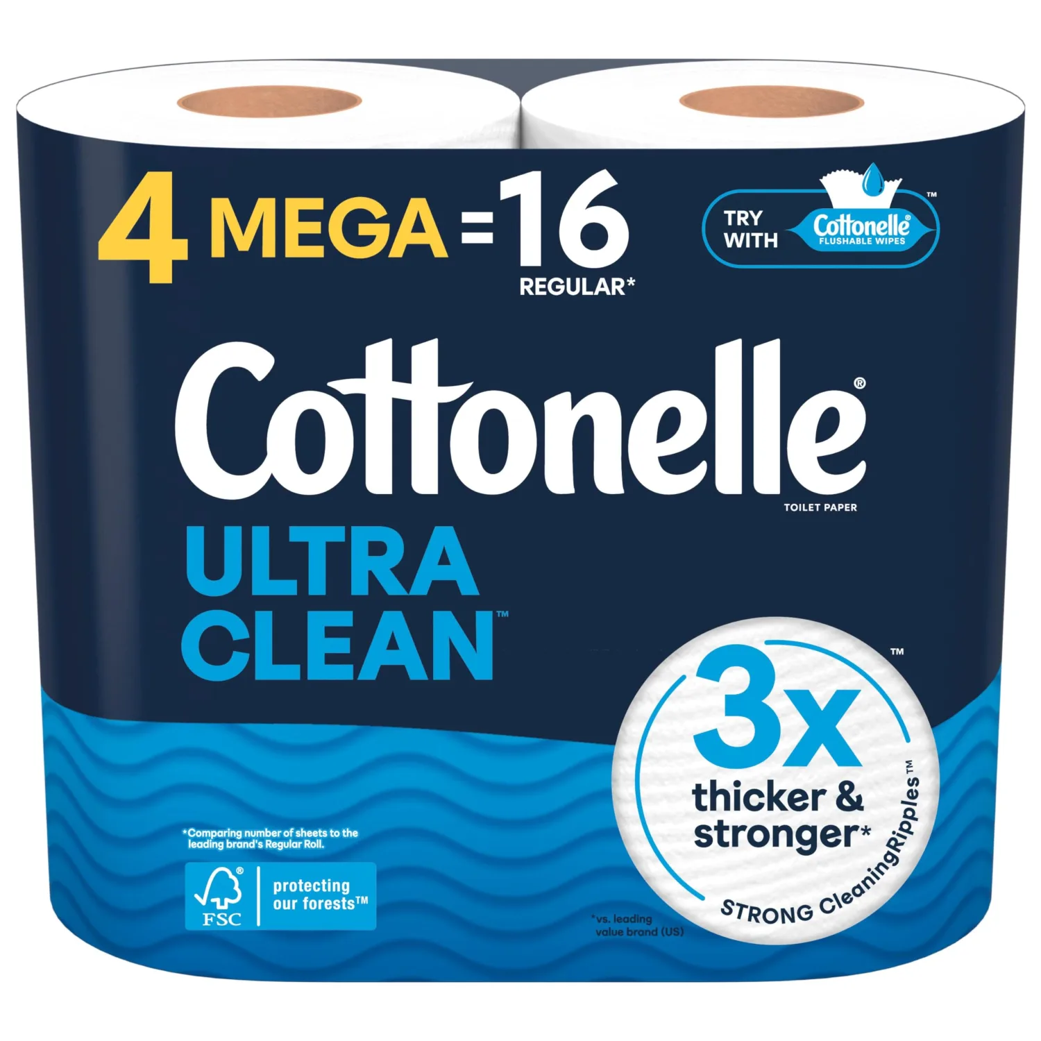 Cottonelle Ultra Clean Toilet Paper - 4 Mega Rolls (16 Regular Rolls), 284 Sheets Each