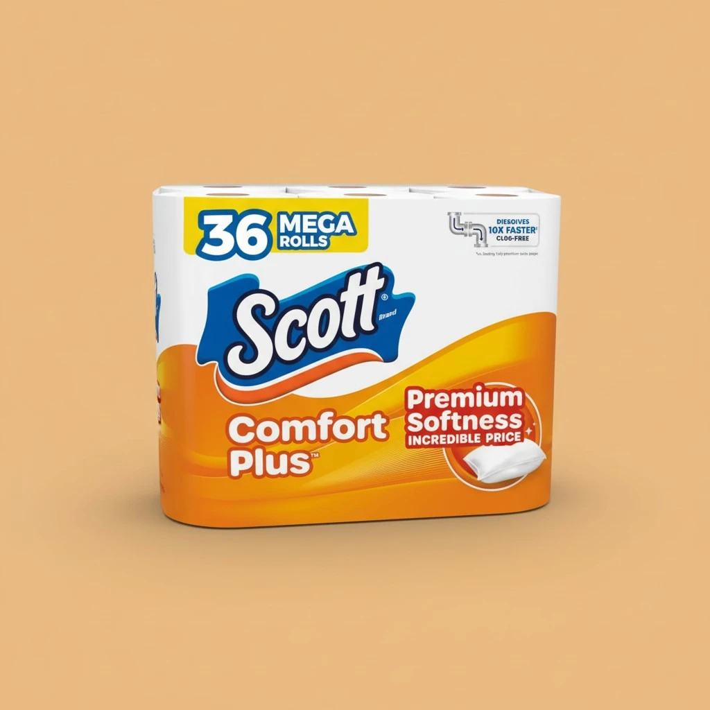 Scott ComfortPlus Toilet Paper, 36 Mega Rolls, 310 Sheets per Roll, Septic-Safe, 1-Ply Toilet Tissue
