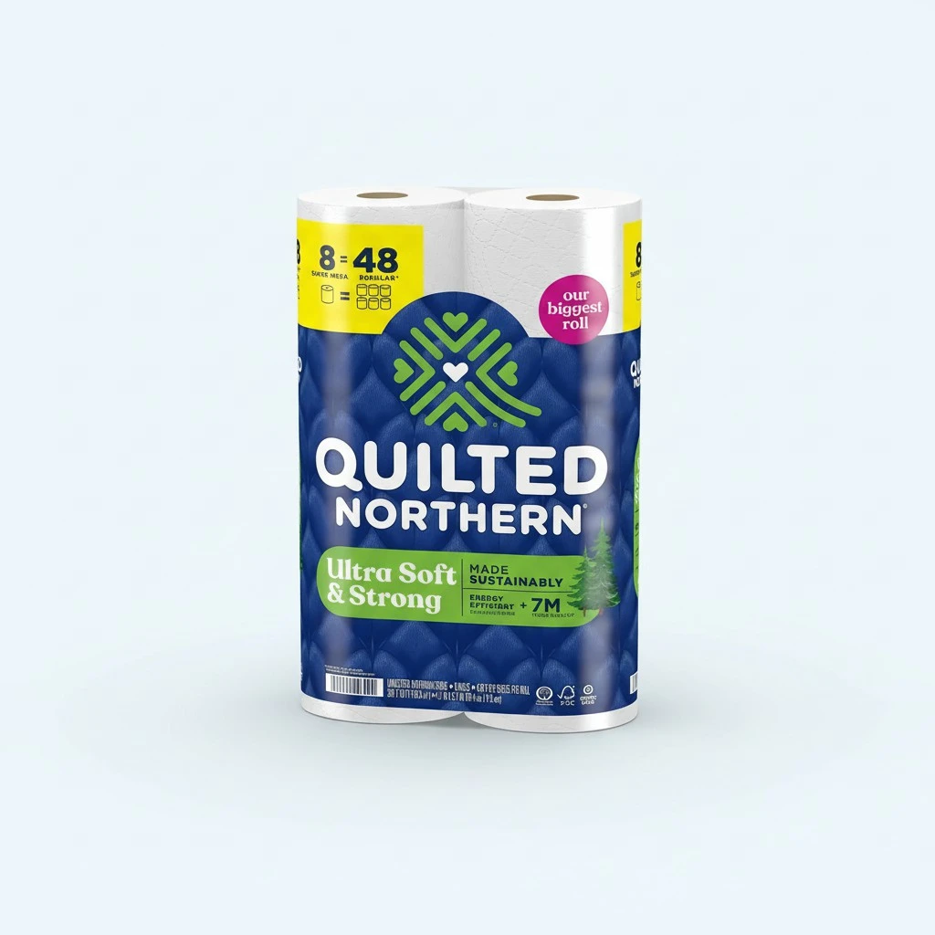 Quilted Northern Ultra Soft & Strong Toilet Paper, 8 Super Mega Rolls = 48 Regular Rolls, 5X Stronger*, Premium Soft Toilet Tissue