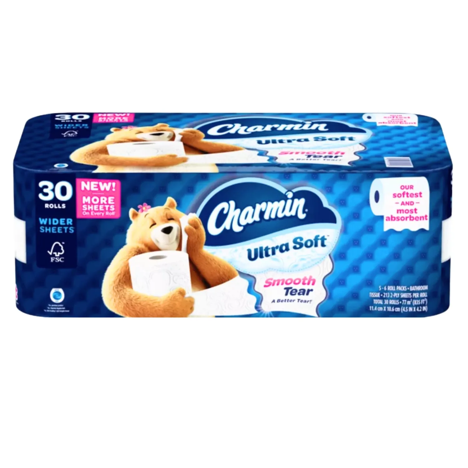 Charmin Ultra Soft Bathroom Tissue Ultra Soft 30 Jumbo Rolls. Our Softest and Most absorbent Jumbo Rolls 2-Ply 30 Rolls