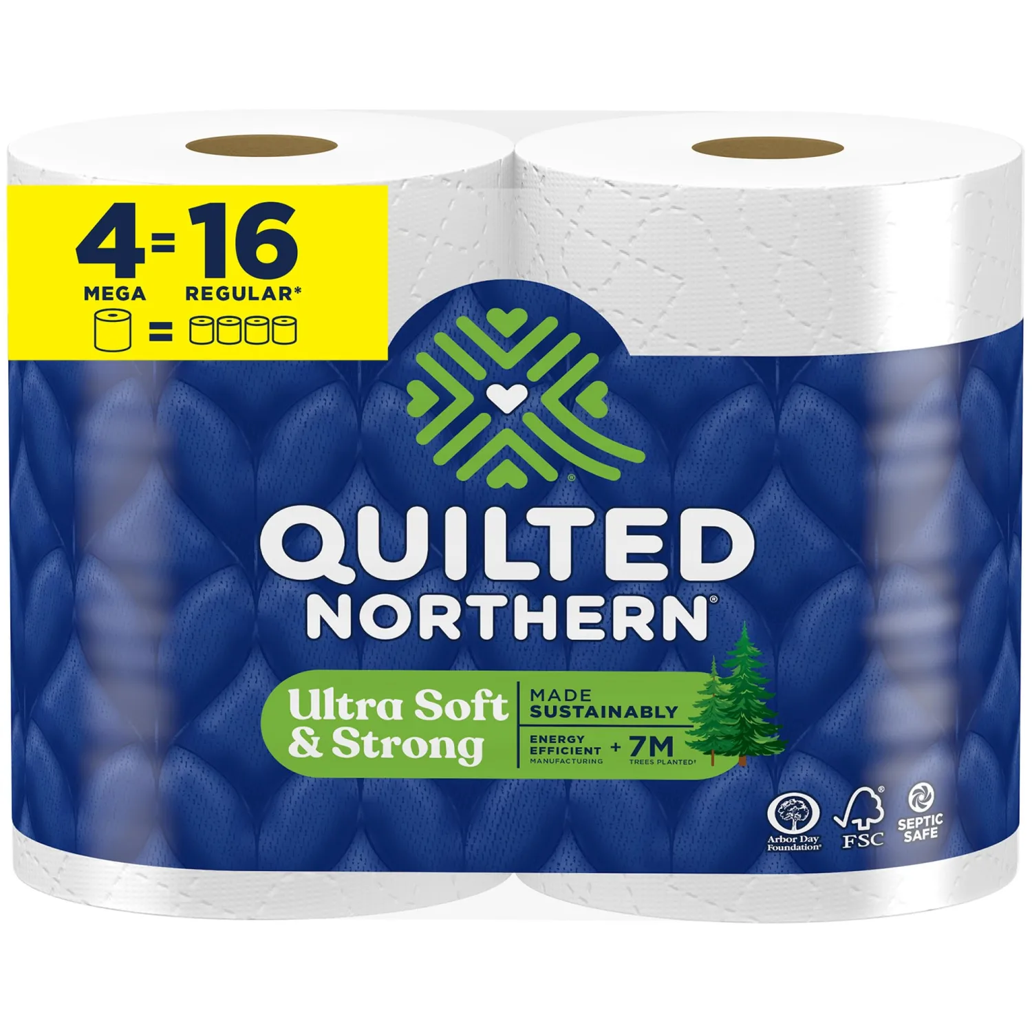 Quilted Northern Ultra Soft & Strong Toilet Paper, 4 Mega Rolls = 16 Regular Rolls, 5X Stronger*, Premium Soft Toilet Tissue
