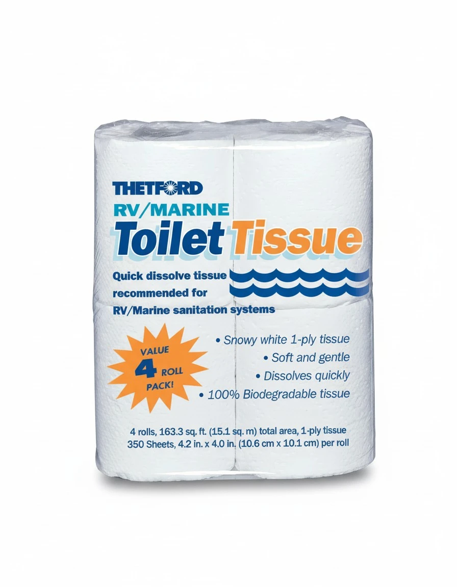 Thetford RV/ Marine Toilet Tissue - Toilet Paper for RV and Marine - 1-ply - 4 rolls - Thetford 20804