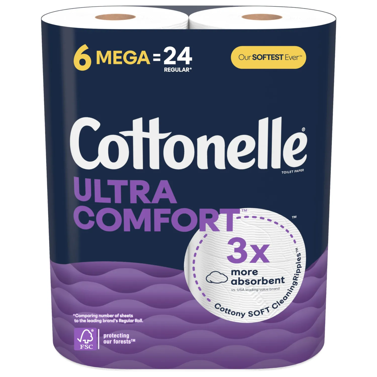 Cottonelle Ultra Comfort Toilet Paper: 6 Mega Rolls (24 Regular Rolls), 244 Sheets Each